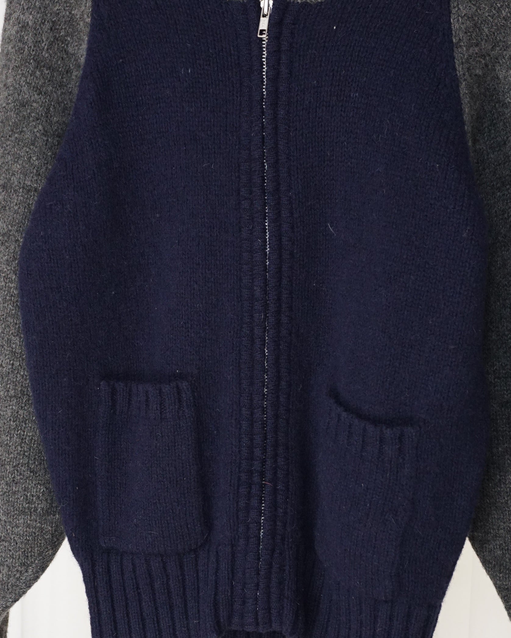 TOWN&COUNTRY Two Tone Wool Zip Cardigan 90s