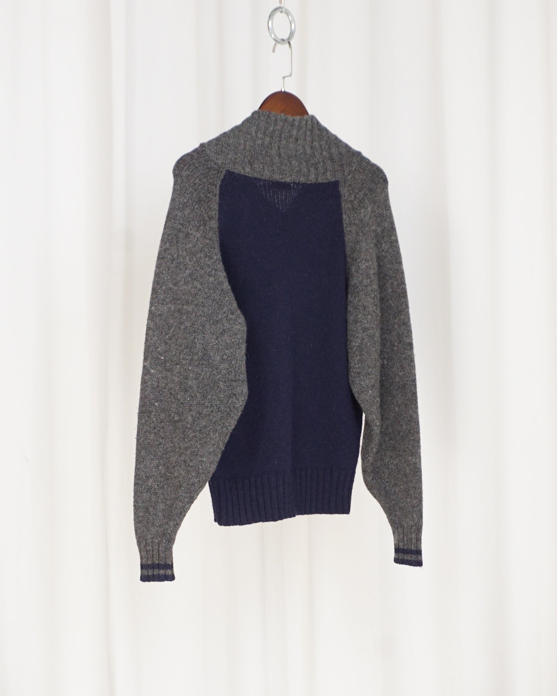 TOWN&COUNTRY Two Tone Wool Zip Cardigan 90s
