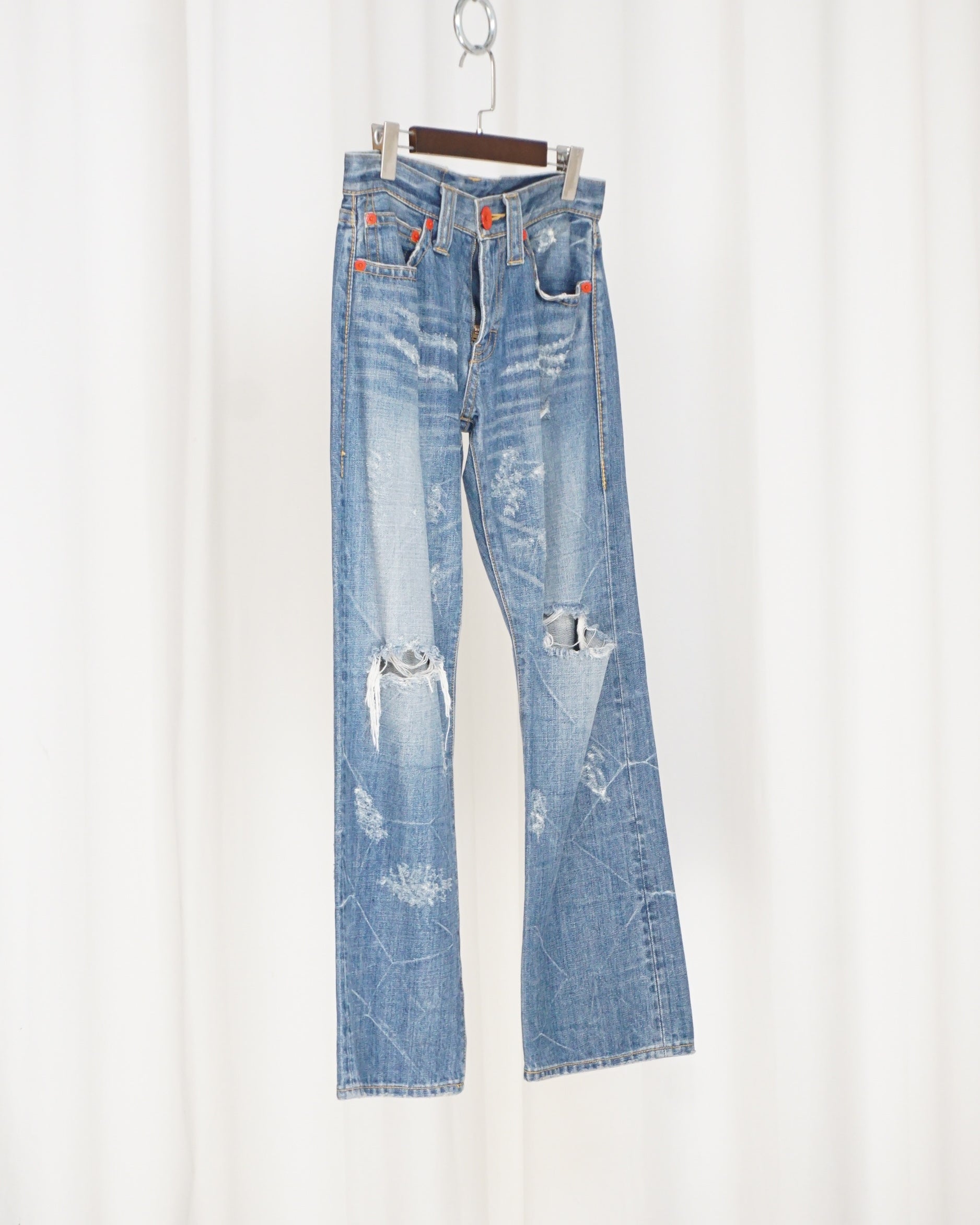 CO&LU Red Button Distressed Jeans - alternate view