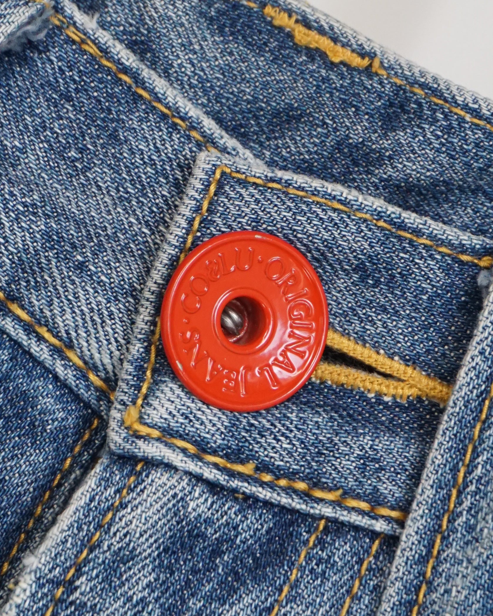 CO&LU Red Button Distressed Jeans