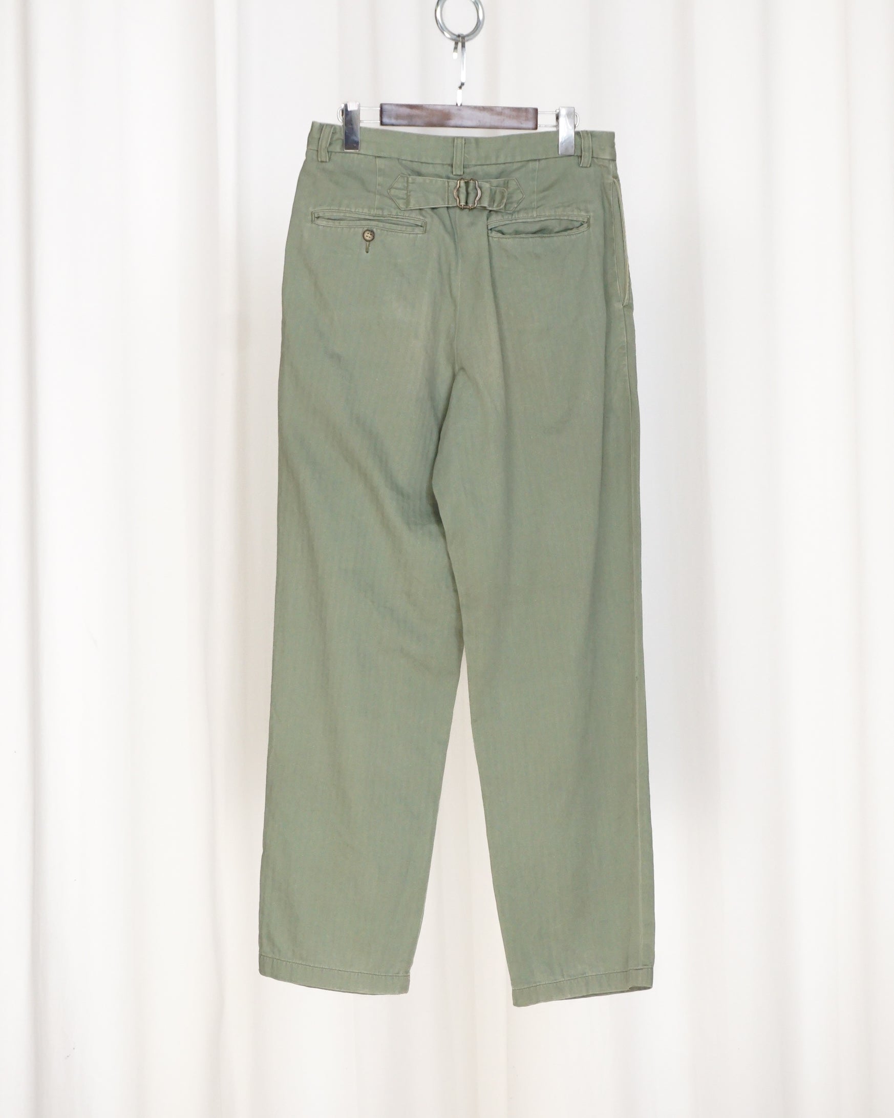 BUGLE BOY Green Harringbone Cinched Waist Pants - alternate view