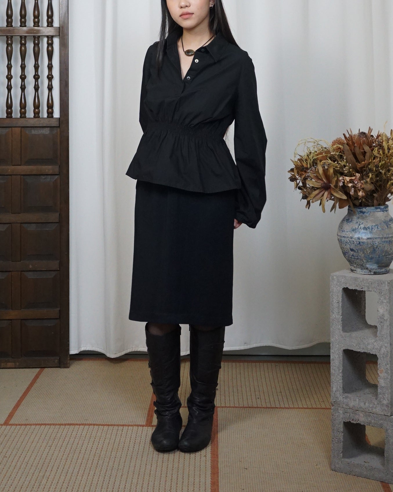 Y'S YOHJI YAMAMOTO Gathered Waist Blouse