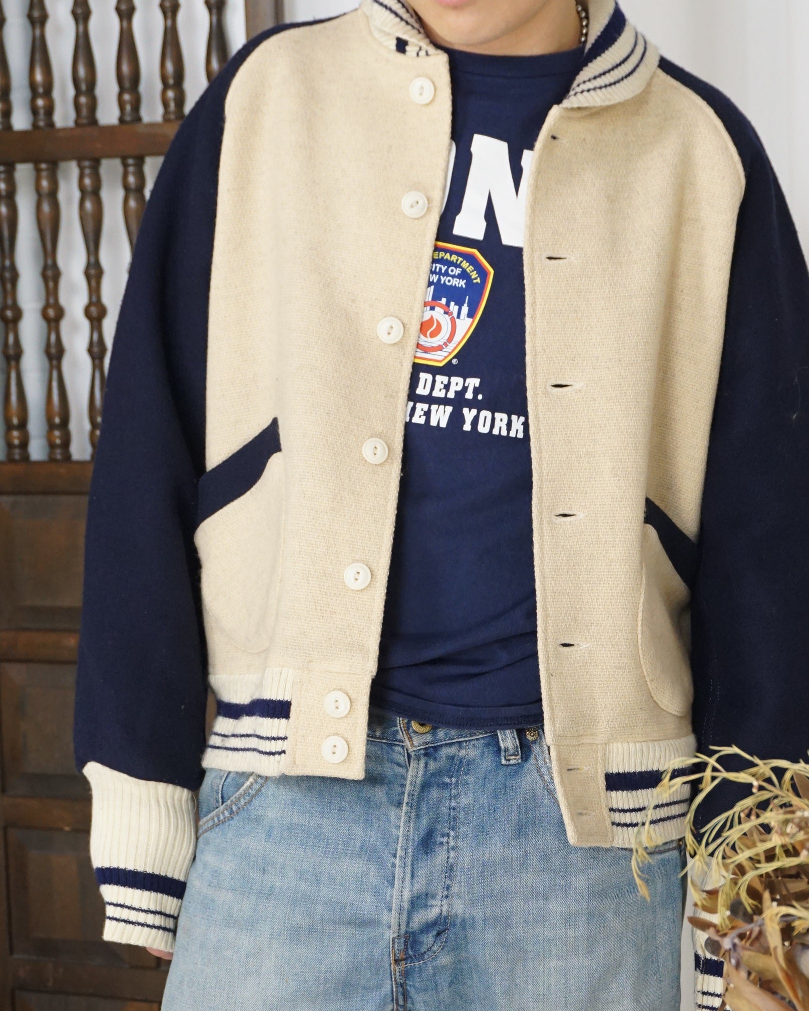 FUNDAMENTAL USA Wool Varsity Jacket c.Late 70s-Early 80s