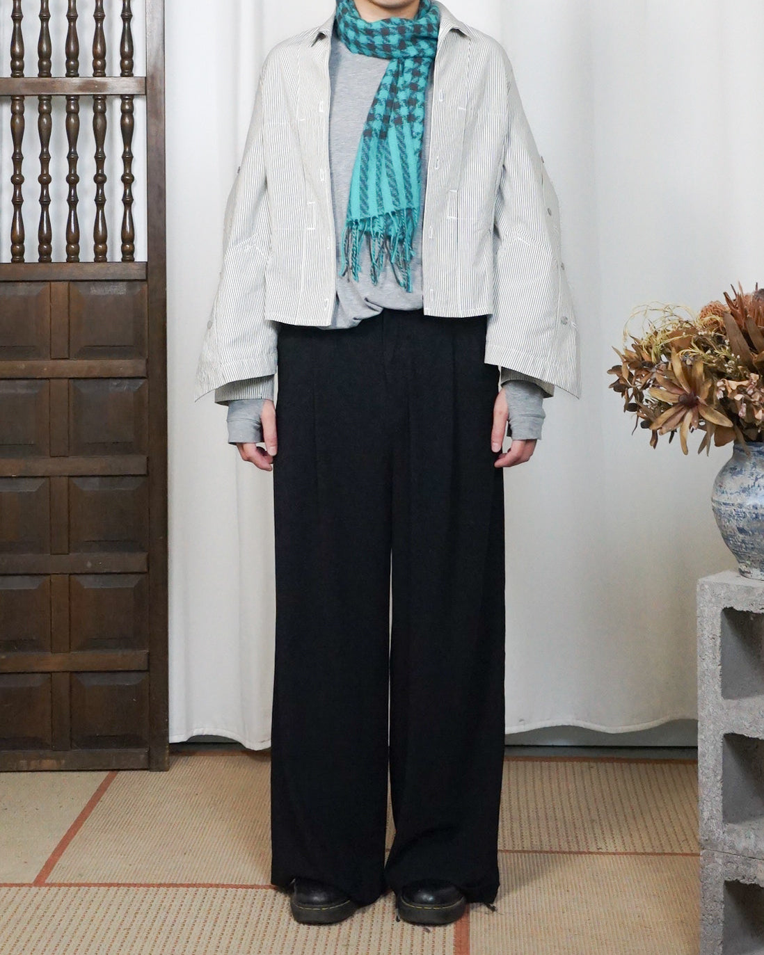 PLANTATION ISSEY MIYAKE Pinstripe Work Jacket c.Late 90s