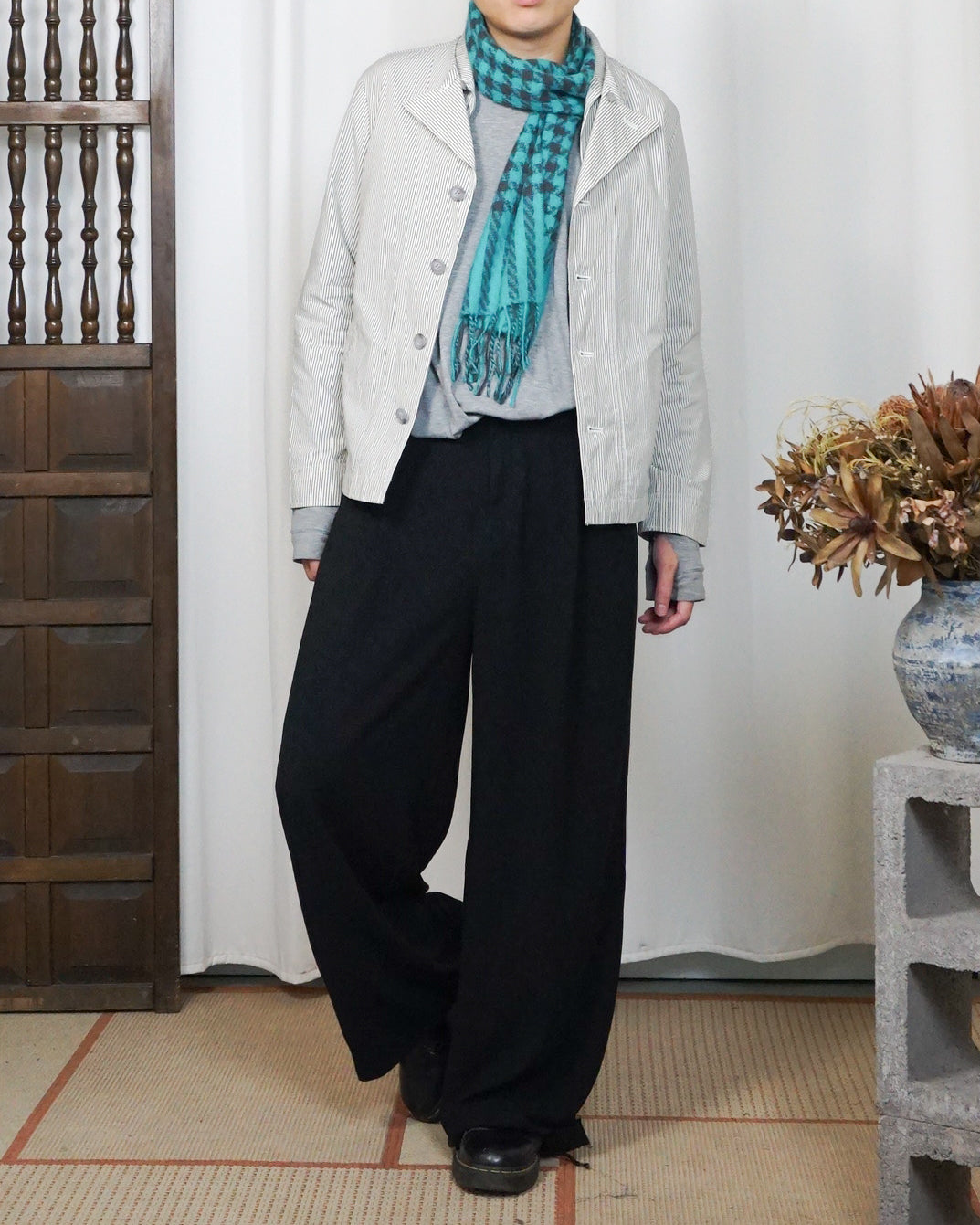 PLANTATION ISSEY MIYAKE Pinstripe Work Jacket c.Late 90s - alternate view