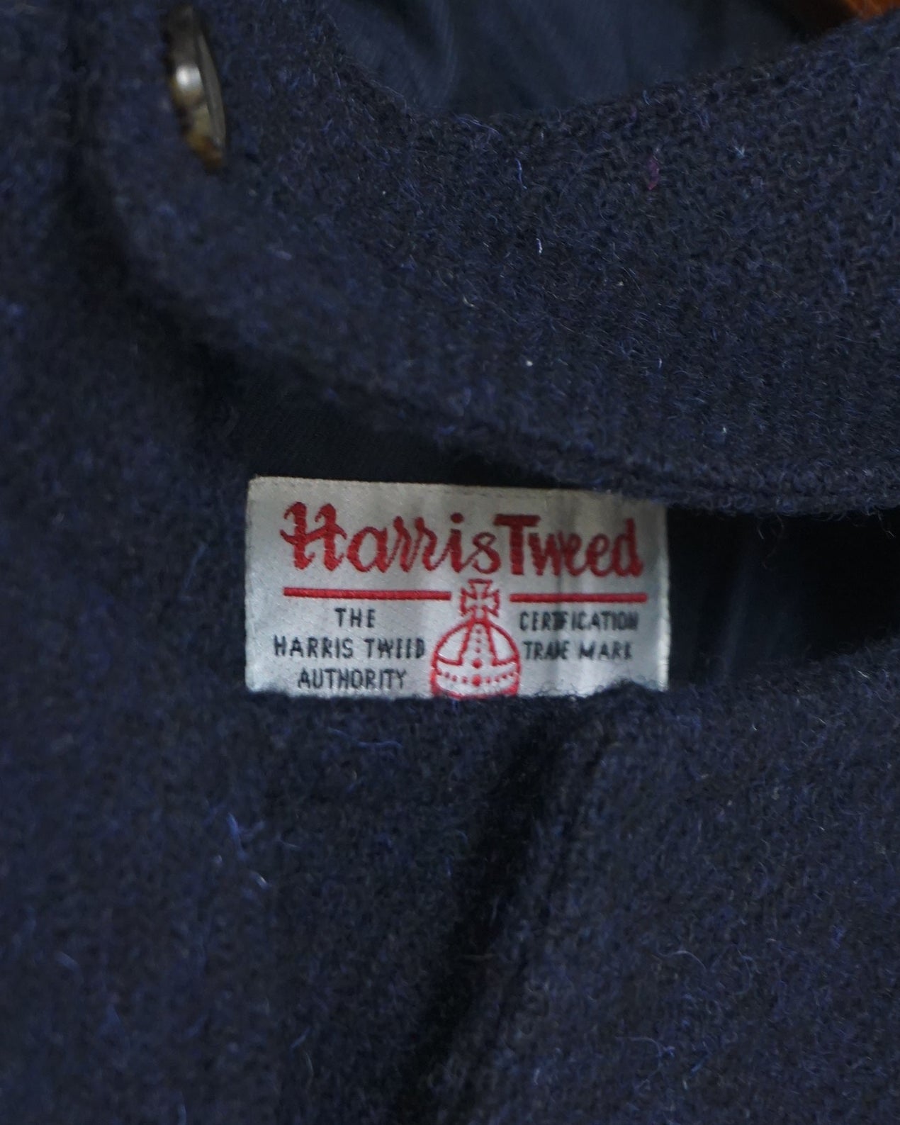 HARRIS TWEED 100% Wool Navy Duffle Coat