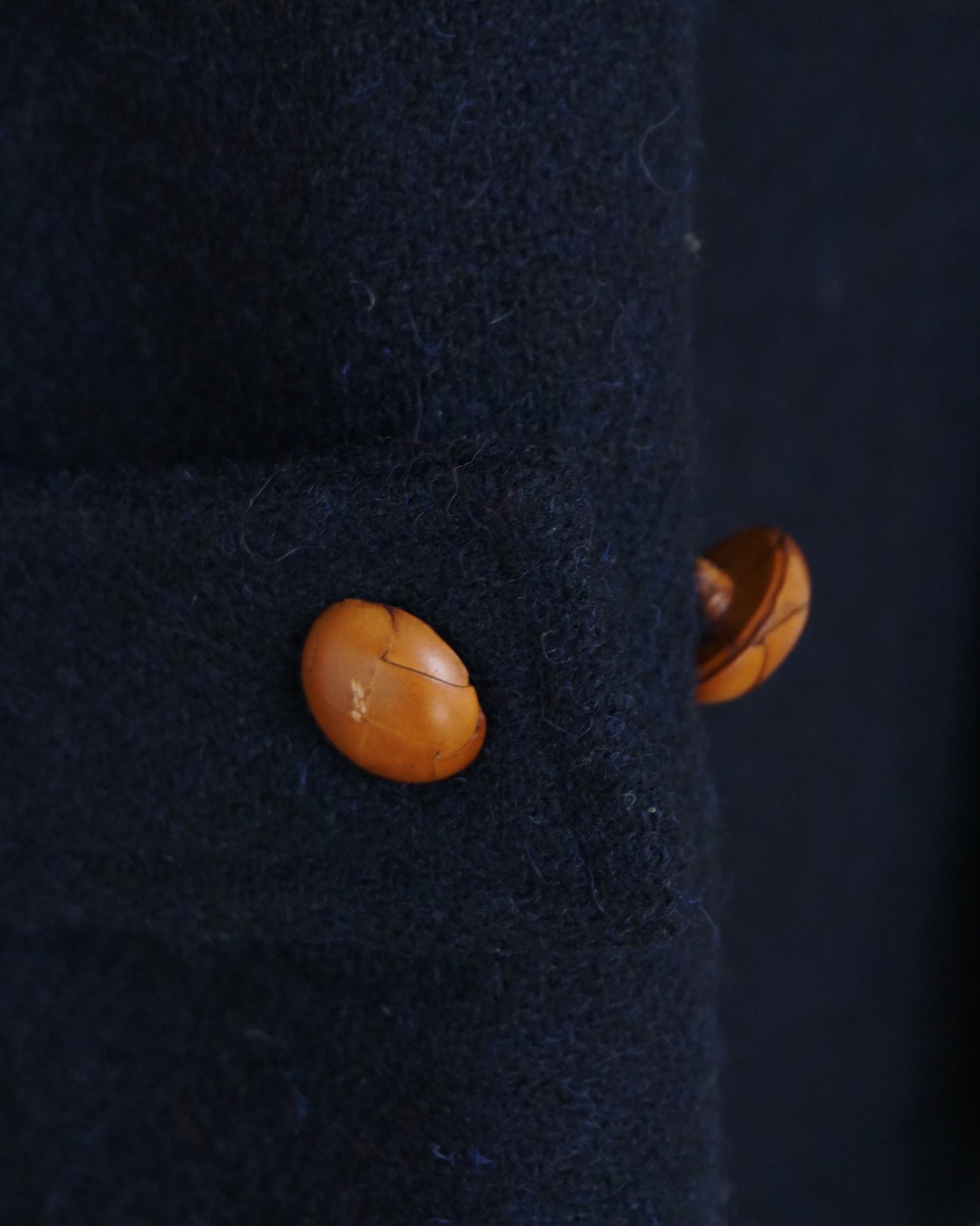 HARRIS TWEED 100% Wool Navy Duffle Coat