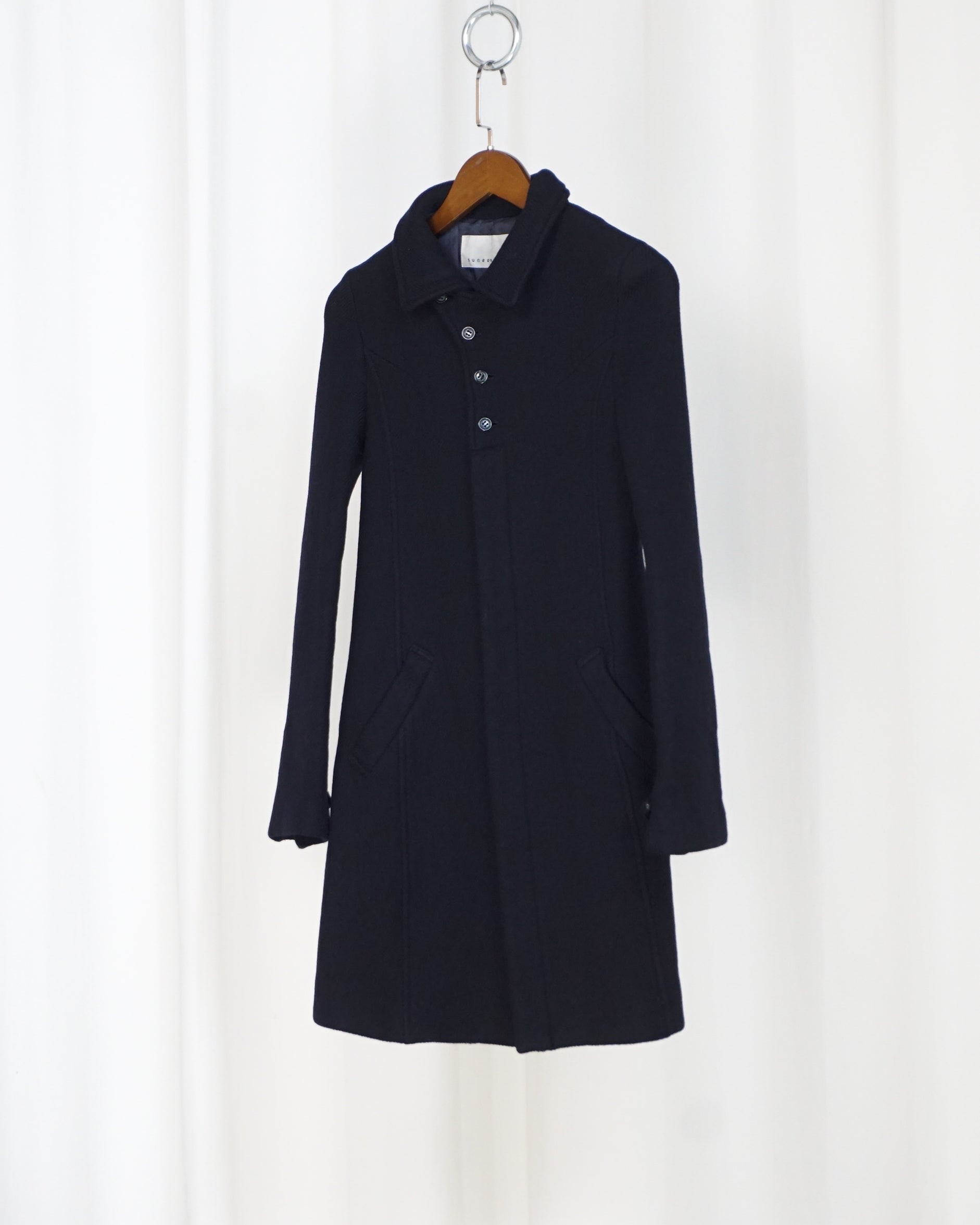 SUNAO KUWAHARA Thick Navy Wool Coat