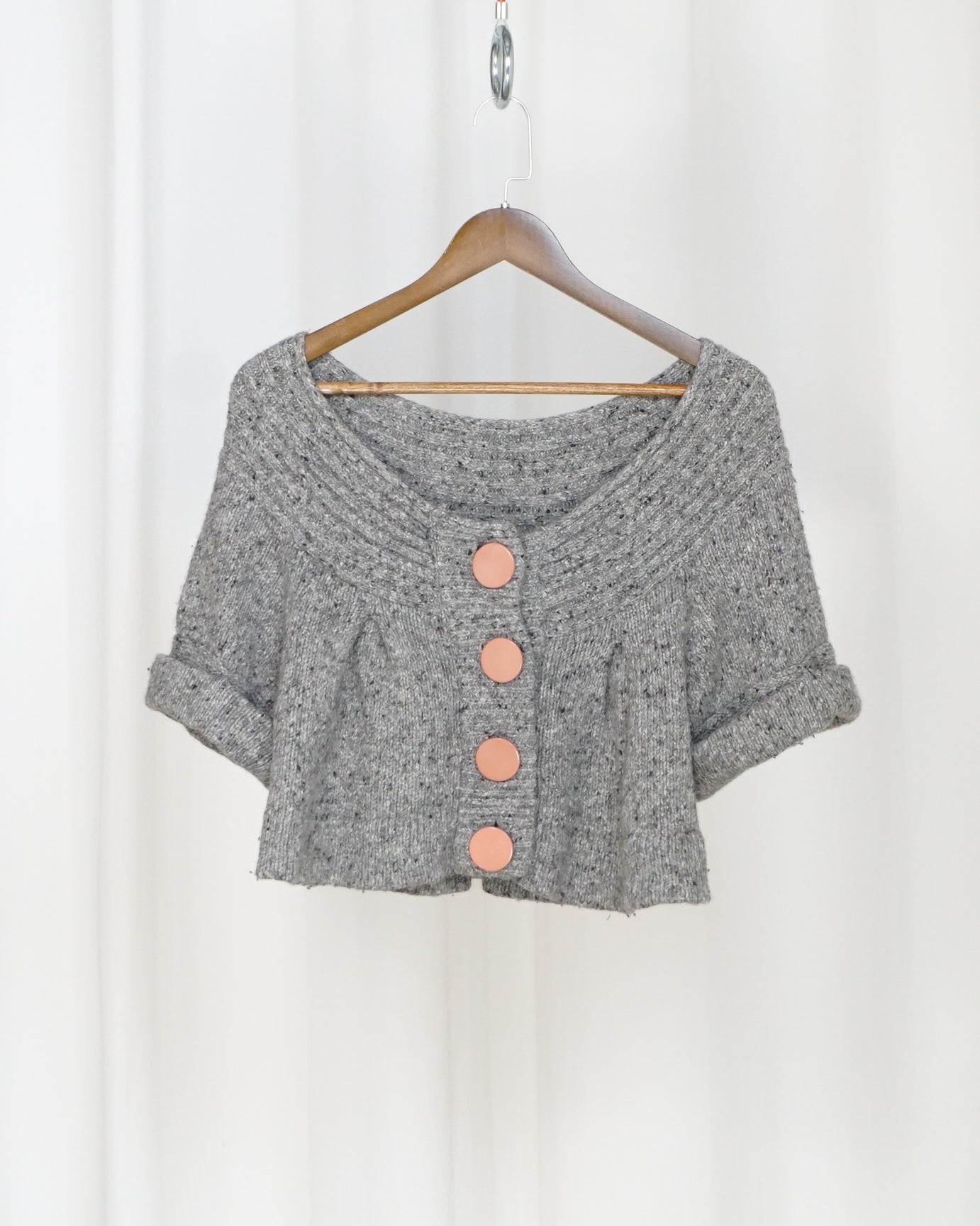 TORRAZZO DONNA Grey 50% Wool Giant Button Cardigan