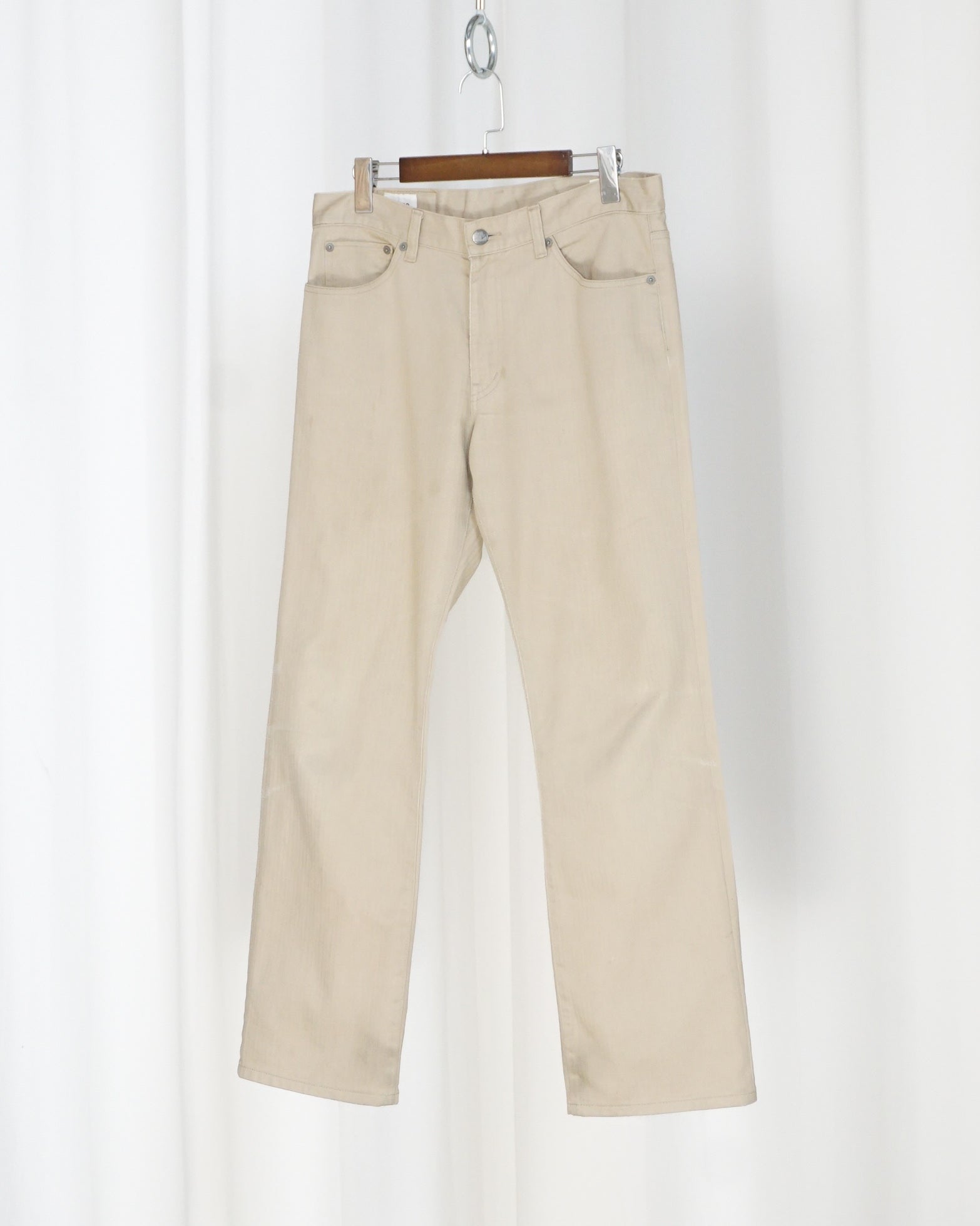 TAKEO KIKUCHI Beige Herringbone Denim Pants c.2000