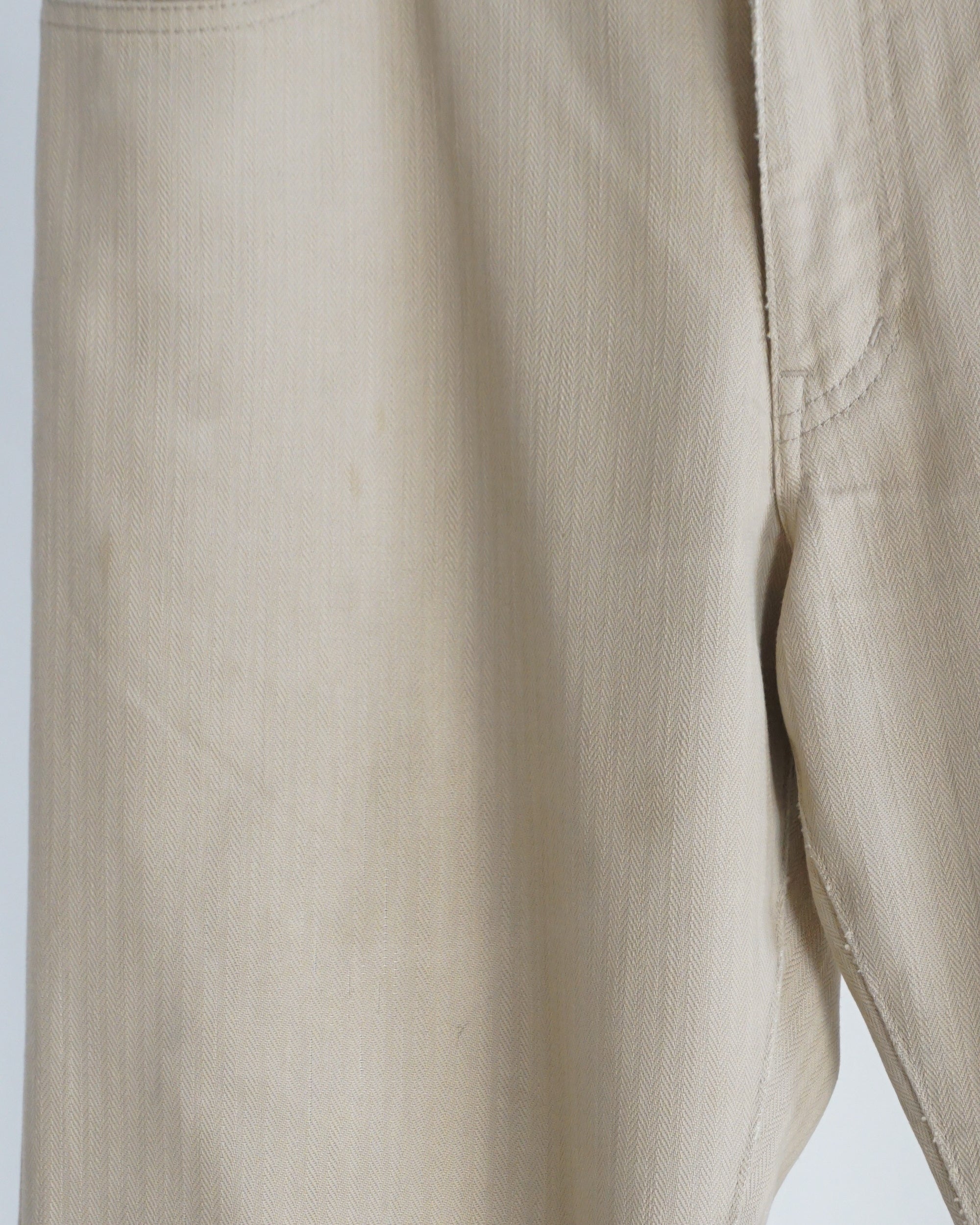 TAKEO KIKUCHI Beige Herringbone Denim Pants c.2000