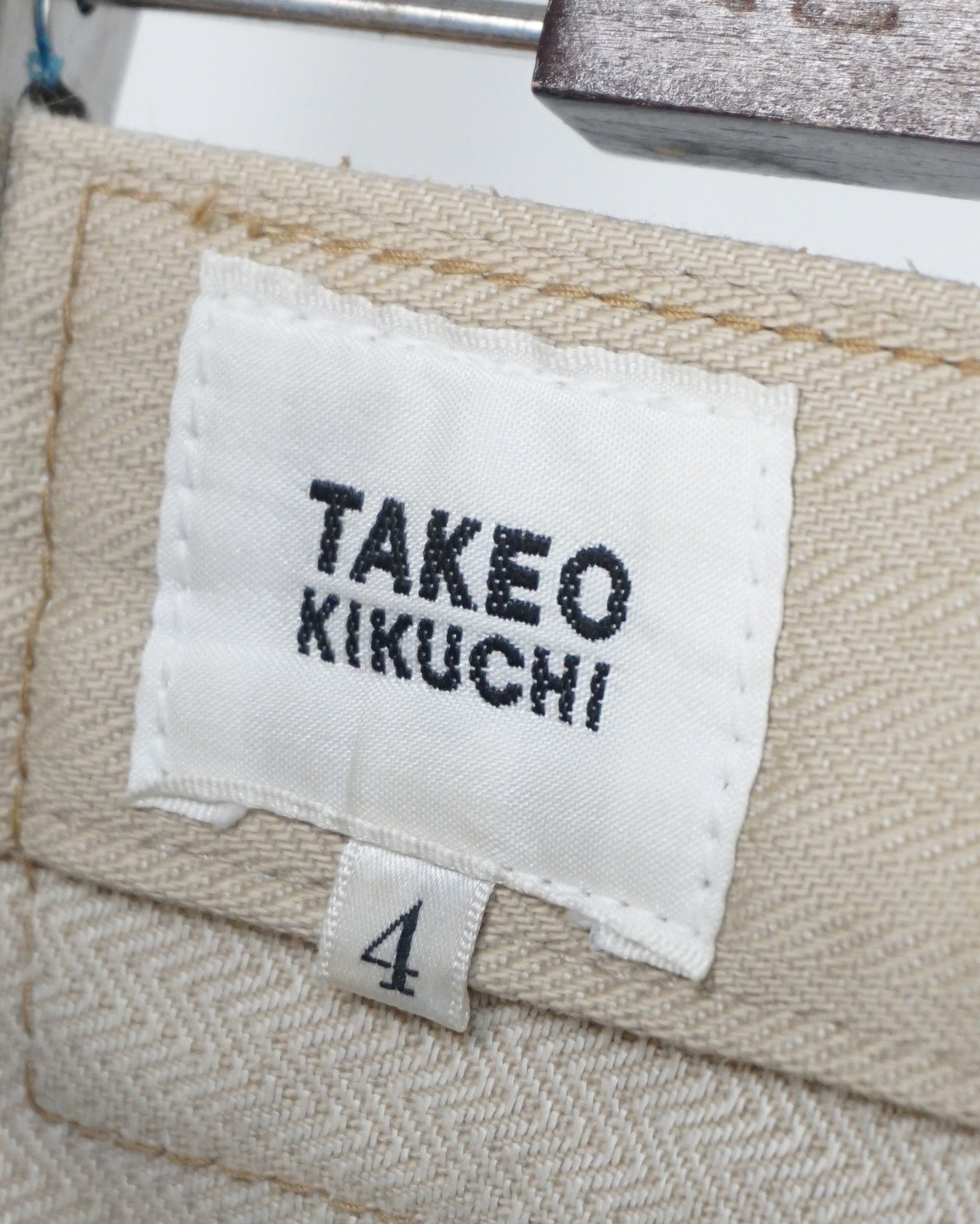 TAKEO KIKUCHI Beige Herringbone Denim Pants c.2000