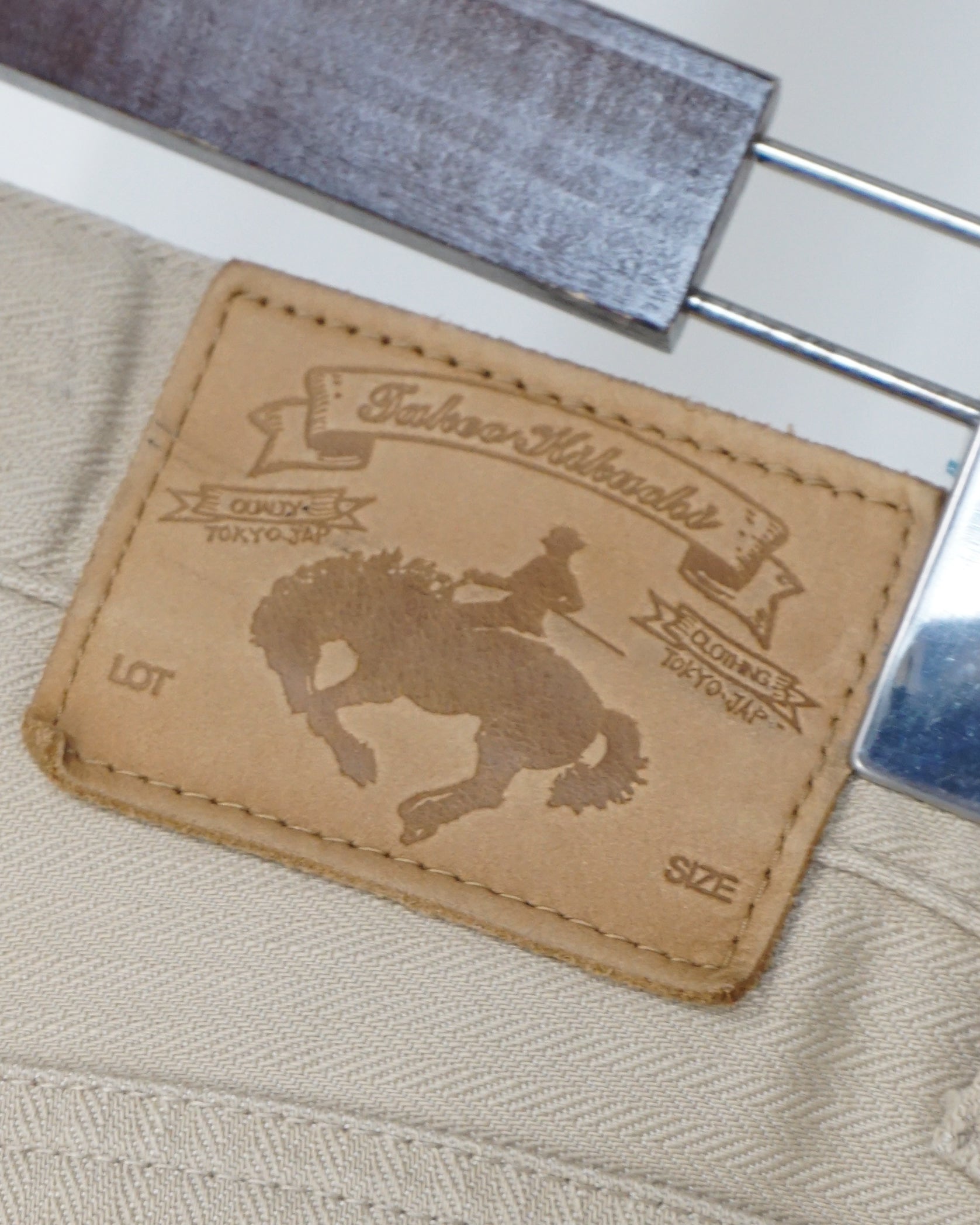 TAKEO KIKUCHI Beige Herringbone Denim Pants c.2000