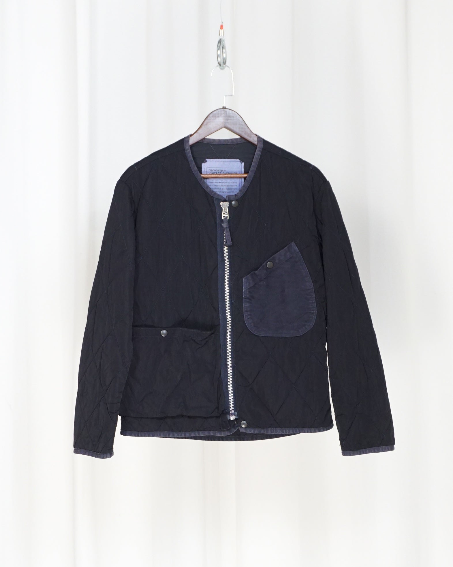 HIPPOCAMPUS Navy Quilted Zip Jacket