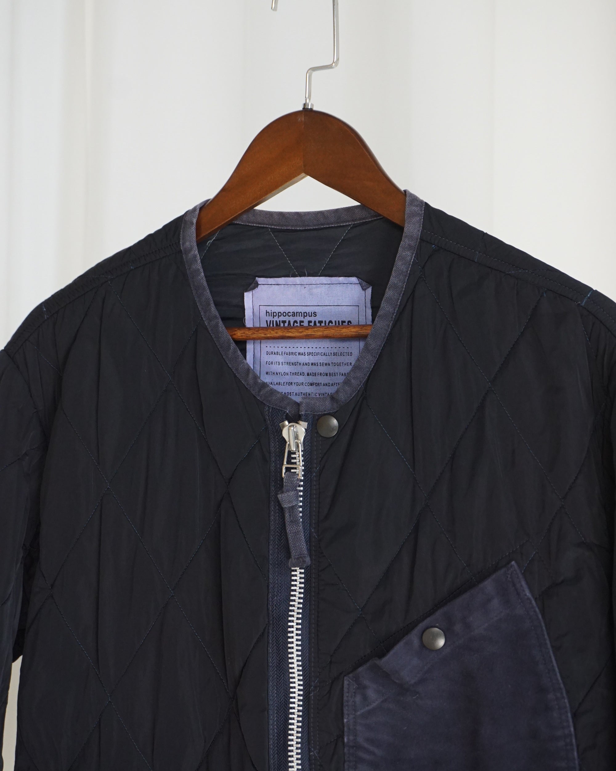 HIPPOCAMPUS Navy Quilted Zip Jacket