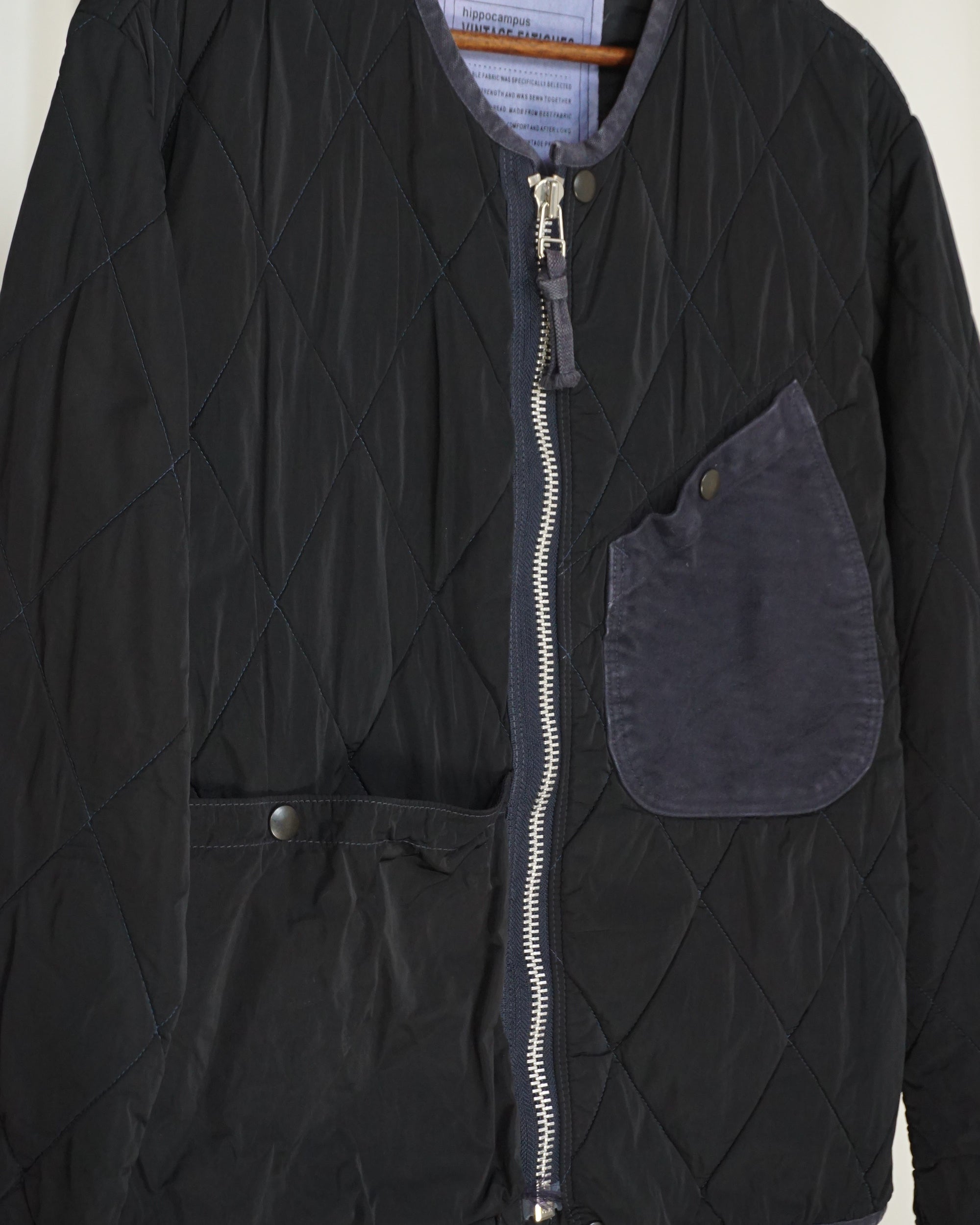 HIPPOCAMPUS Navy Quilted Zip Jacket