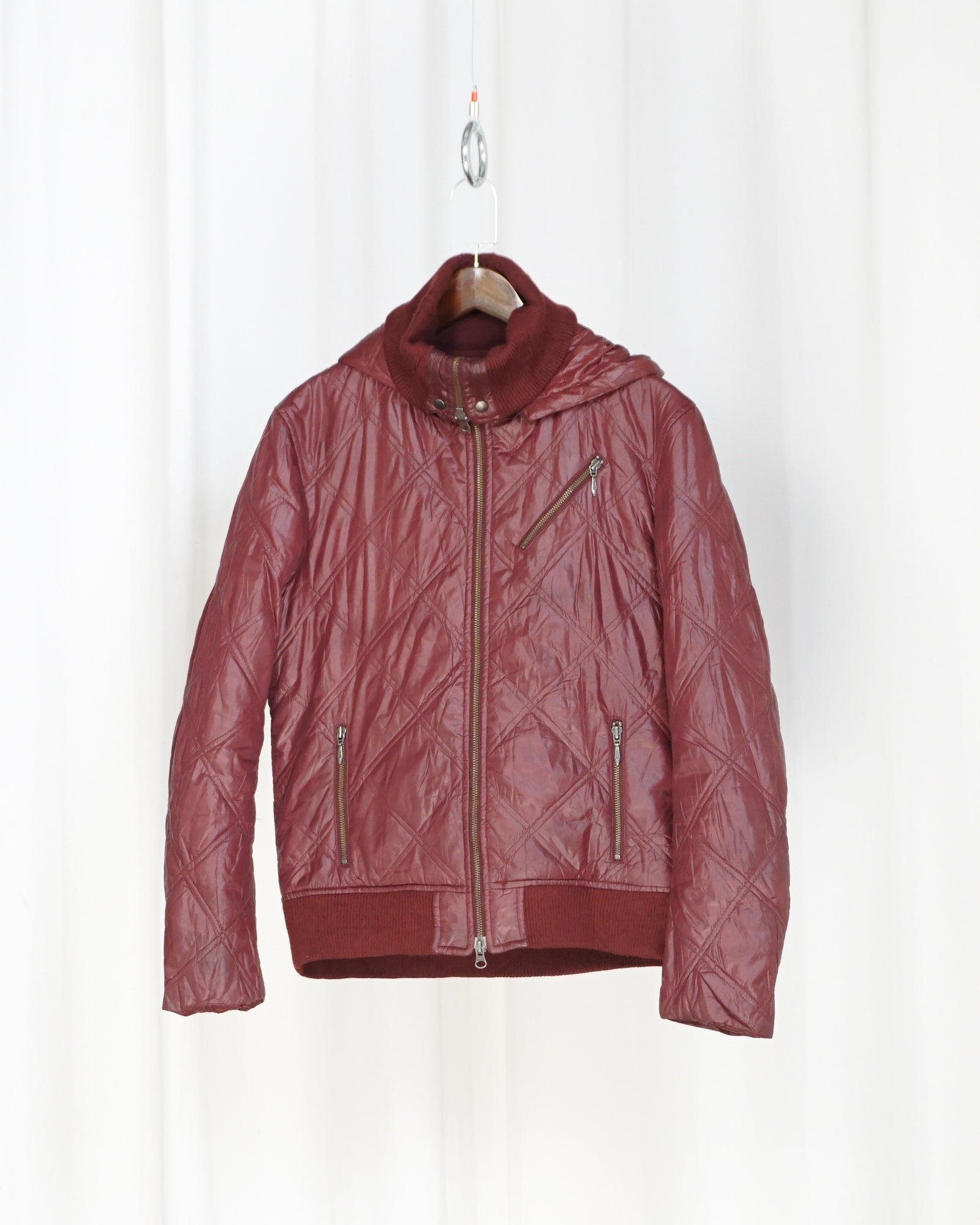 MICHEL KLIEN Wine Red Puffer Jacket