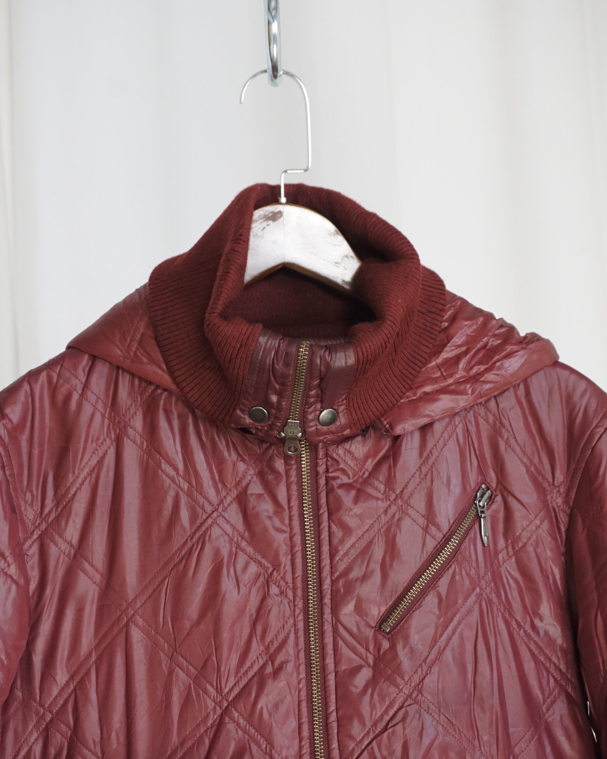 MICHEL KLIEN Wine Red Puffer Jacket