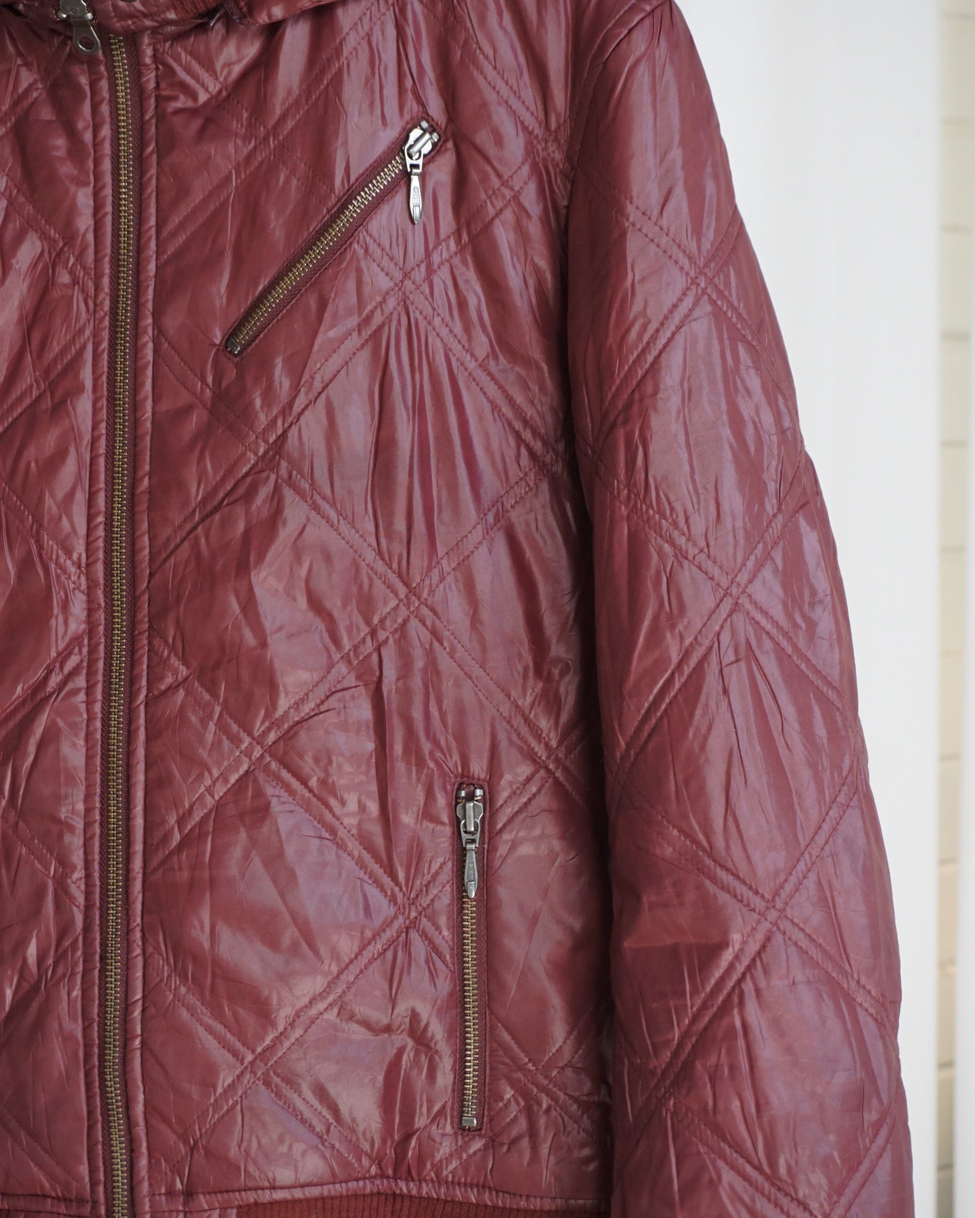 MICHEL KLIEN Wine Red Puffer Jacket
