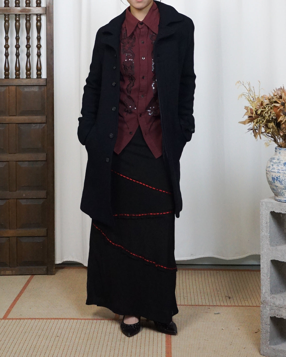 SUNAO KUWAHARA Thick Navy Wool Coat