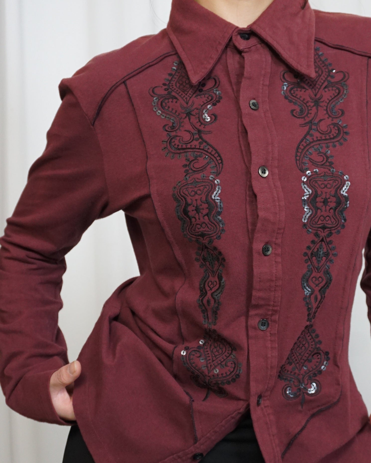 5351 Pour Les Hommes Burgundy Shirt