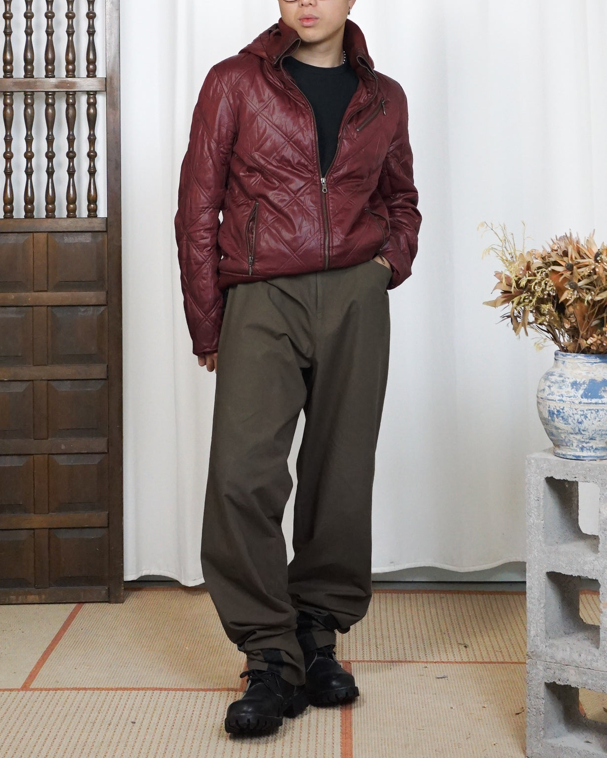 MICHEL KLIEN Wine Red Puffer Jacket - alternate view