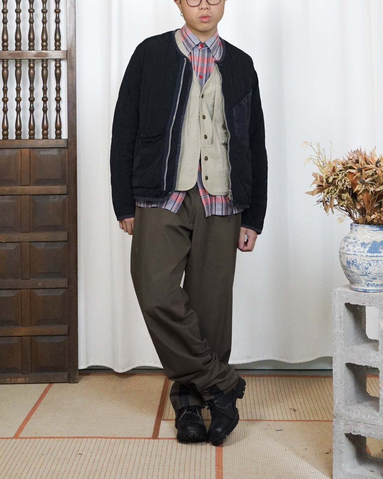 HIPPOCAMPUS Navy Quilted Zip Jacket