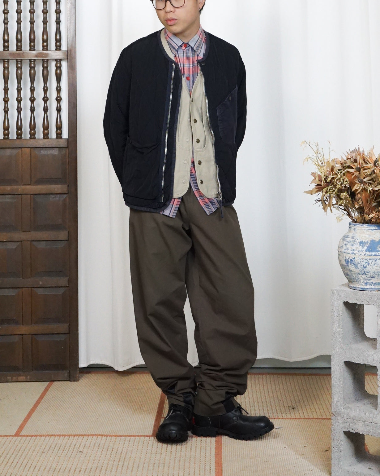 HIPPOCAMPUS Navy Quilted Zip Jacket