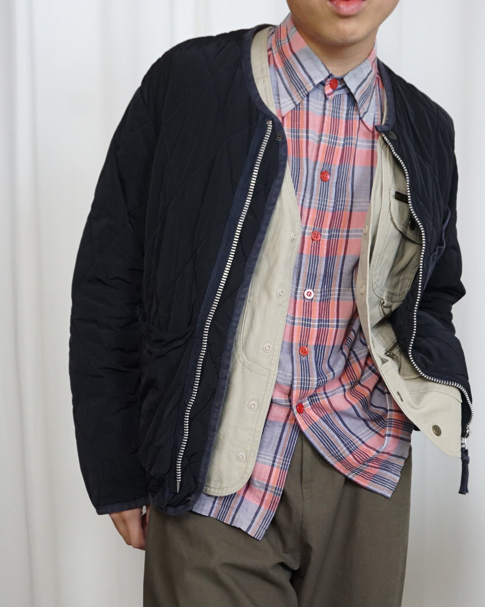 HIPPOCAMPUS Navy Quilted Zip Jacket