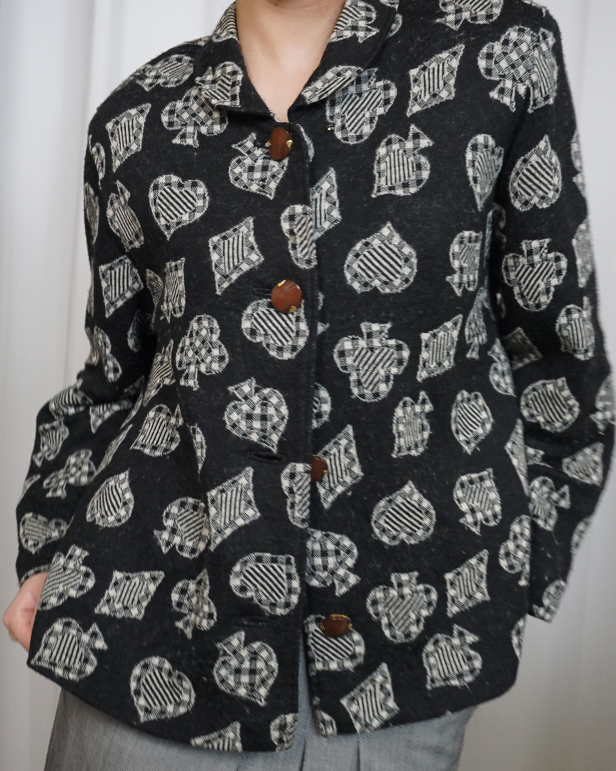 Black Card Suits 47% Wool Jacket