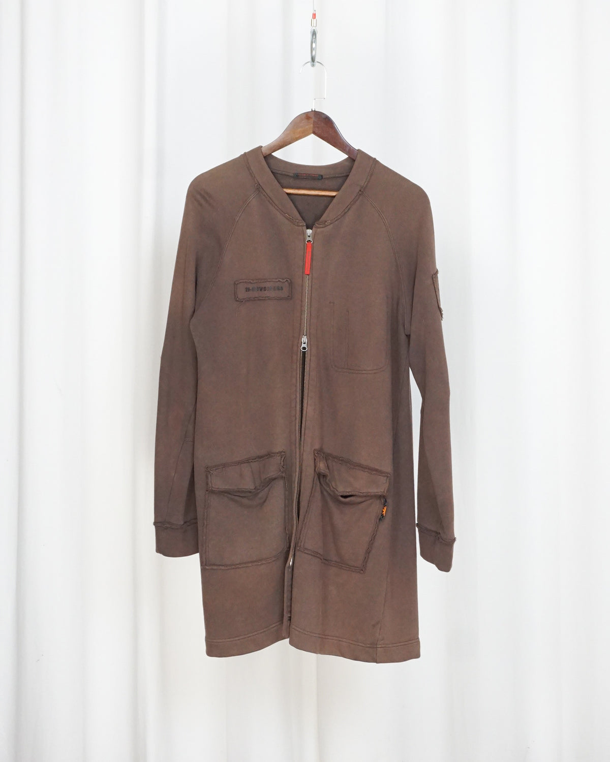 291295=HOMME Brown Long Zipped Jacket