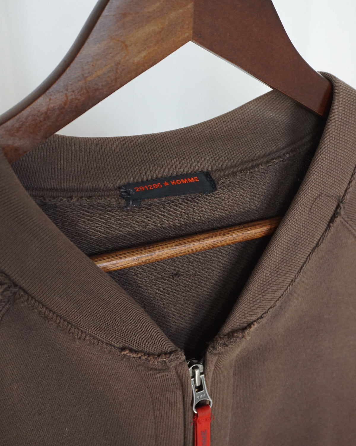 291295=HOMME Brown Long Zipped Jacket