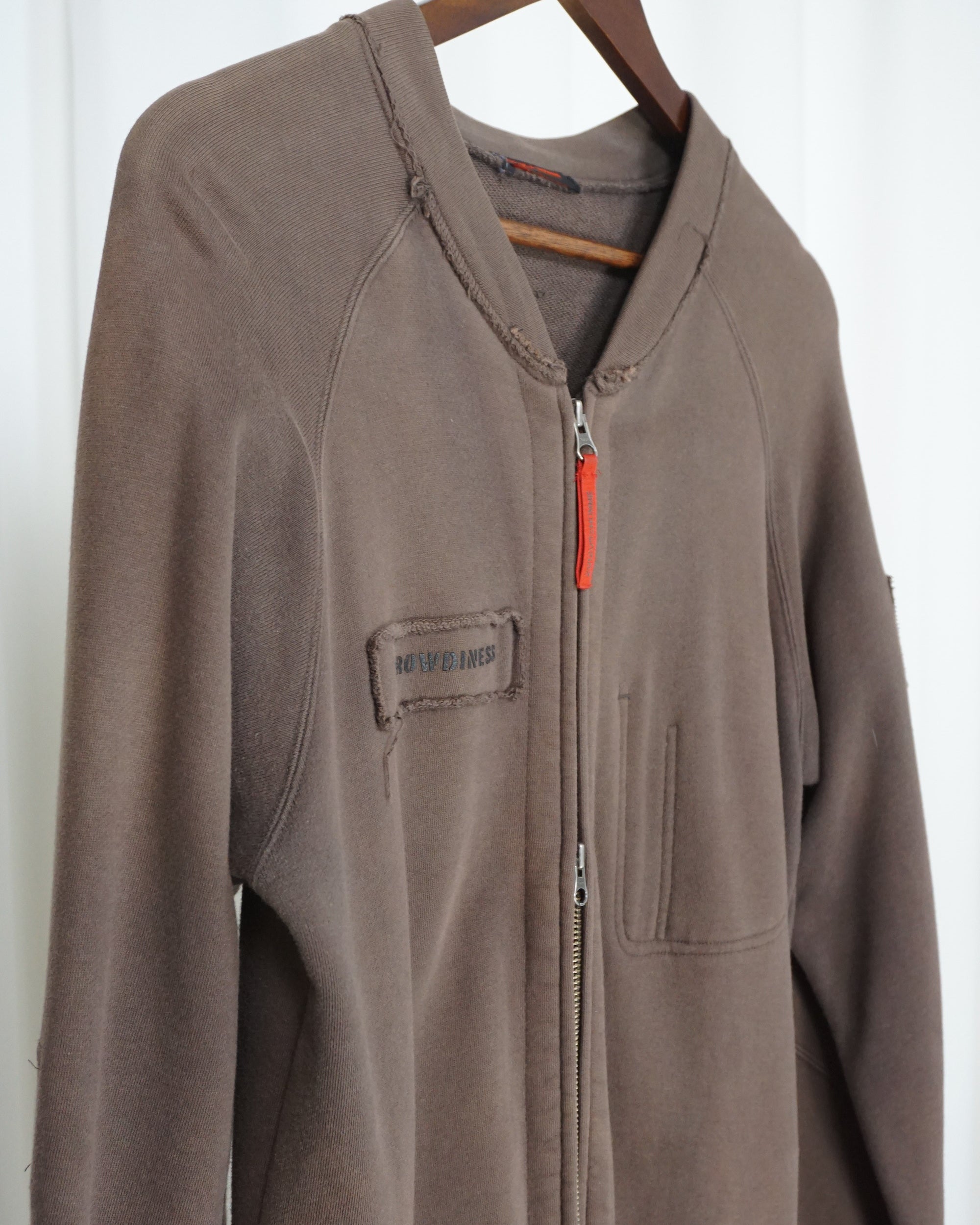 291295=HOMME Brown Long Zipped Jacket