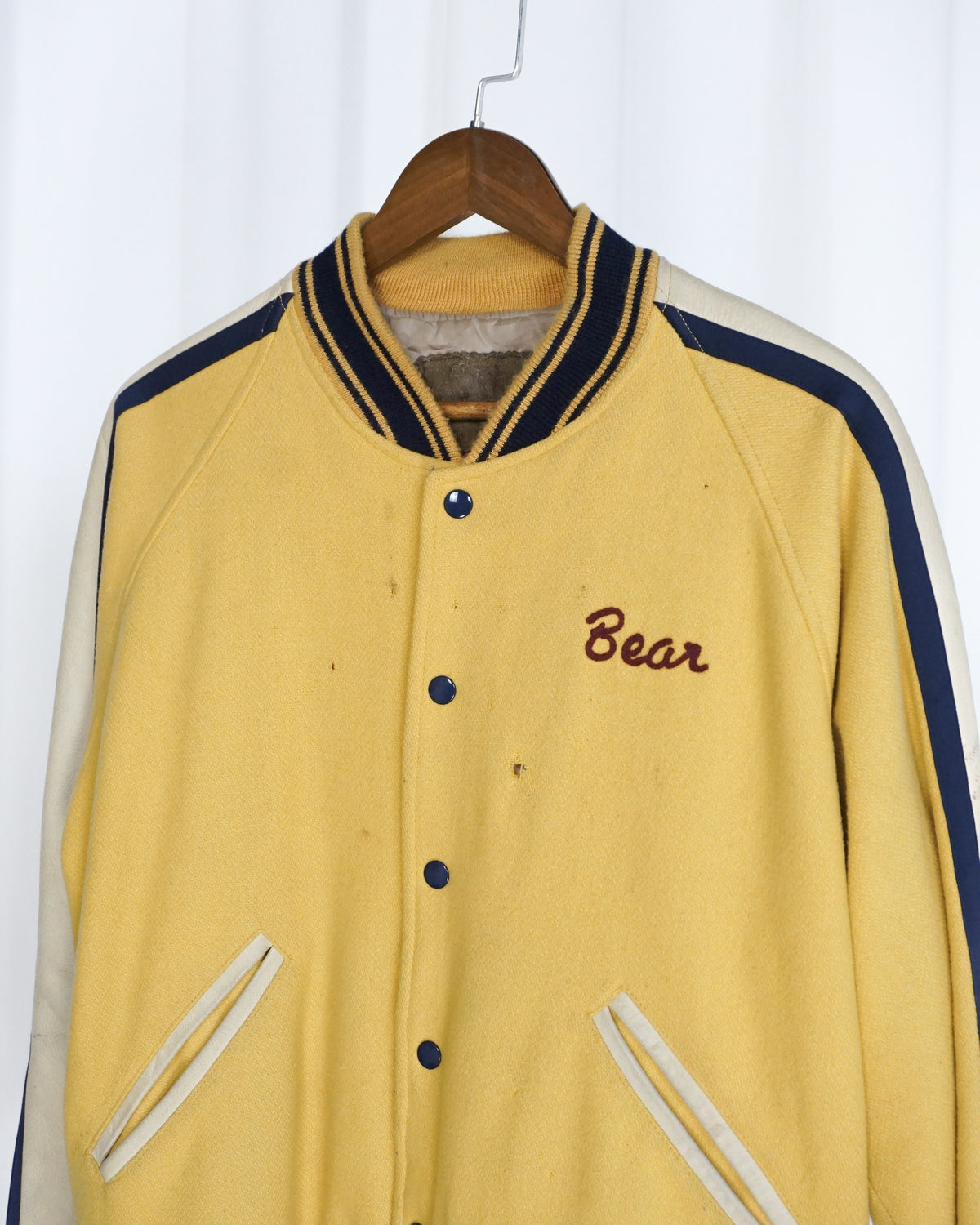 BEAR  Yellow Wool+Leather Varsity Jacket