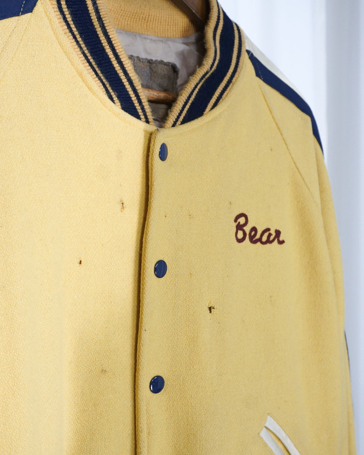 BEAR  Yellow Wool+Leather Varsity Jacket