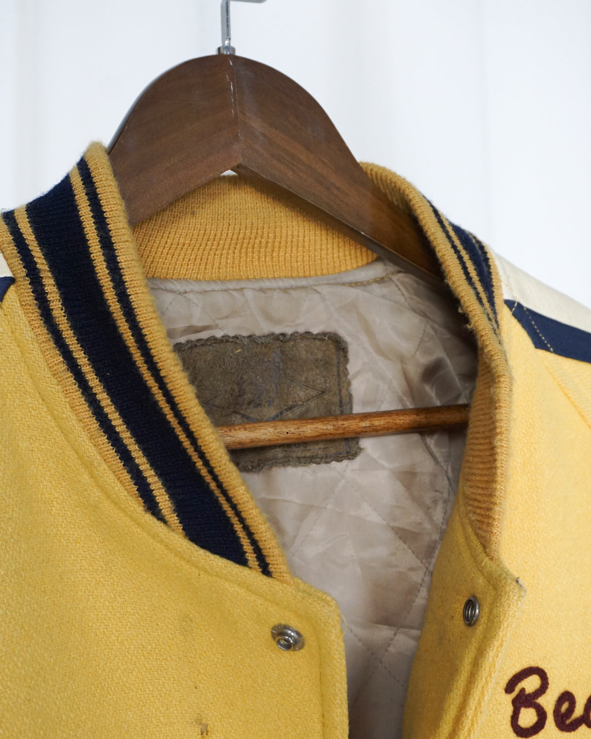 BEAR  Yellow Wool+Leather Varsity Jacket