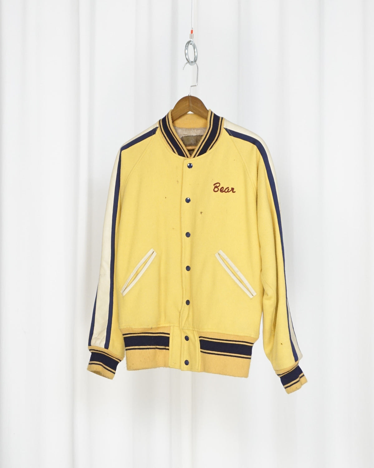 BEAR  Yellow Wool+Leather Varsity Jacket