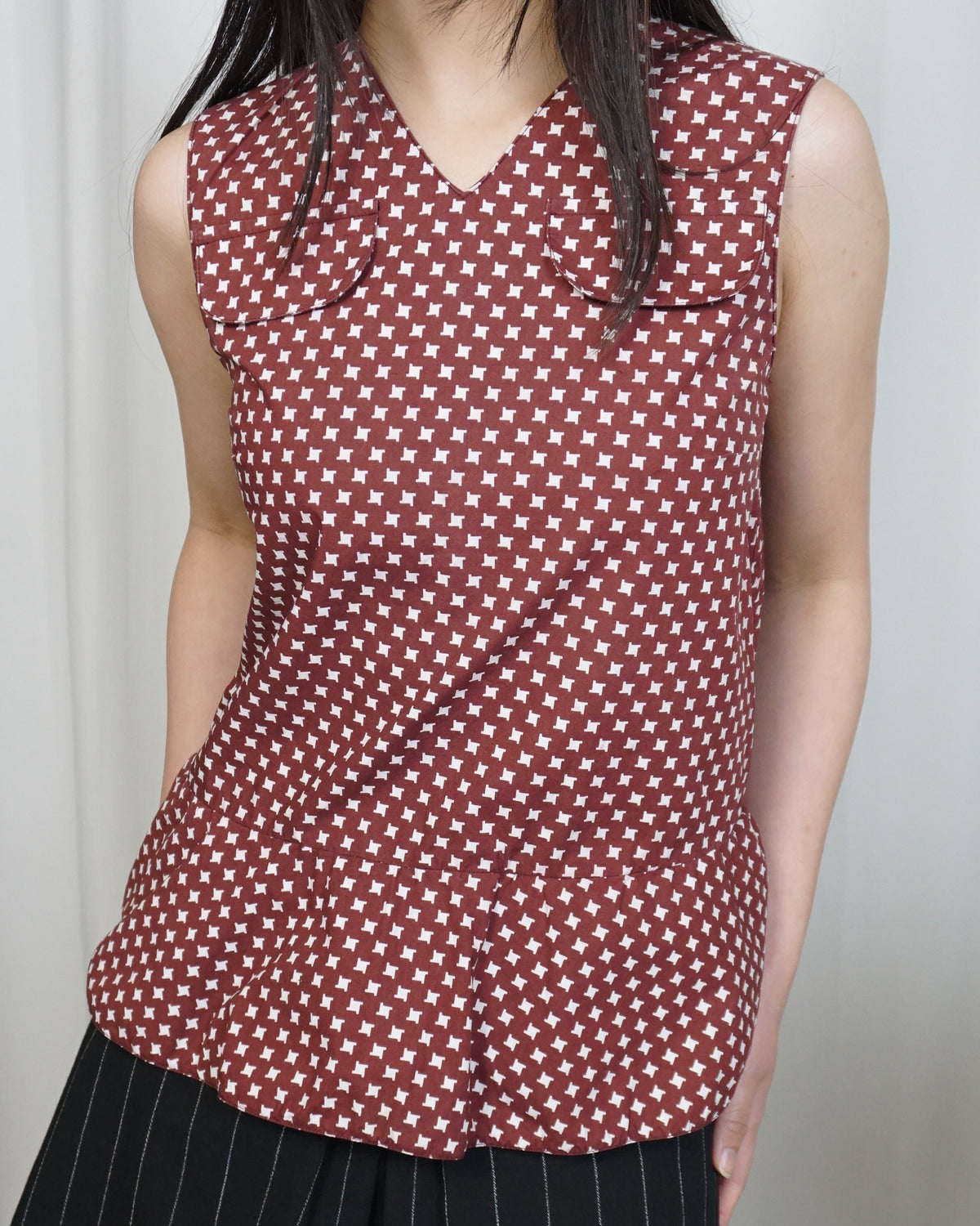 MARNI Printed Sleevless Peplum Top