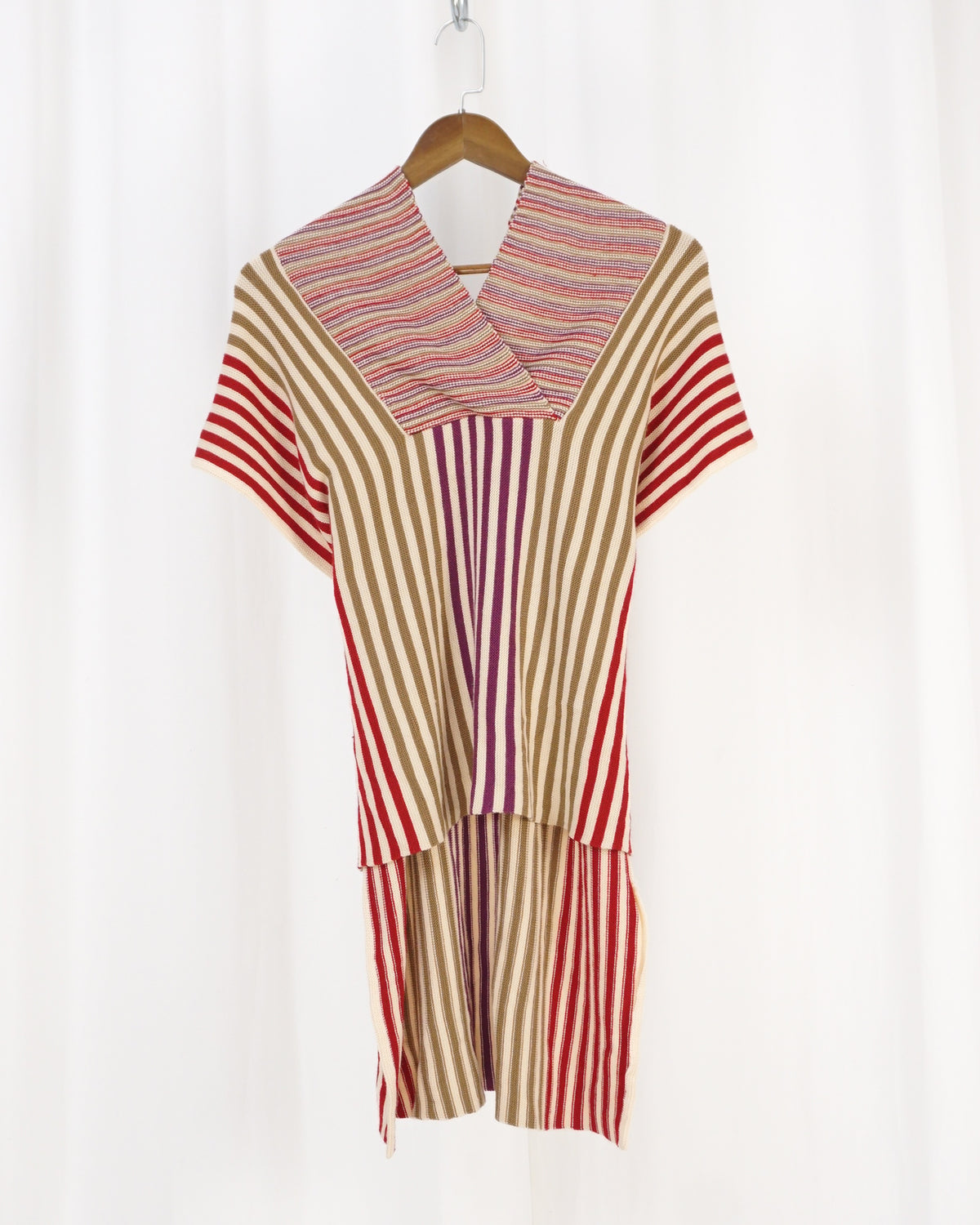 EMANUEL UNGARO Pinstripe Colour Block Poncho