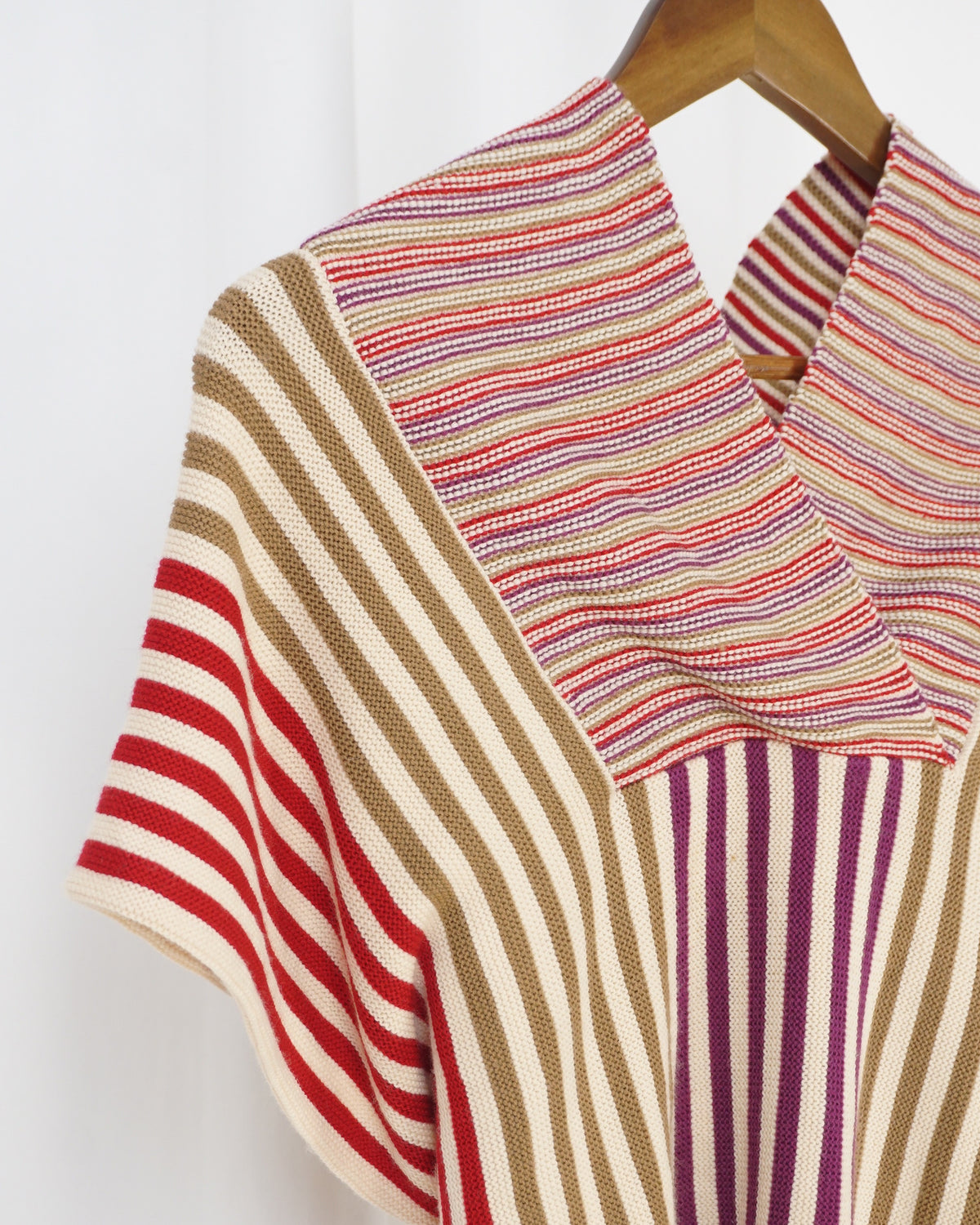 EMANUEL UNGARO Pinstripe Colour Block Poncho