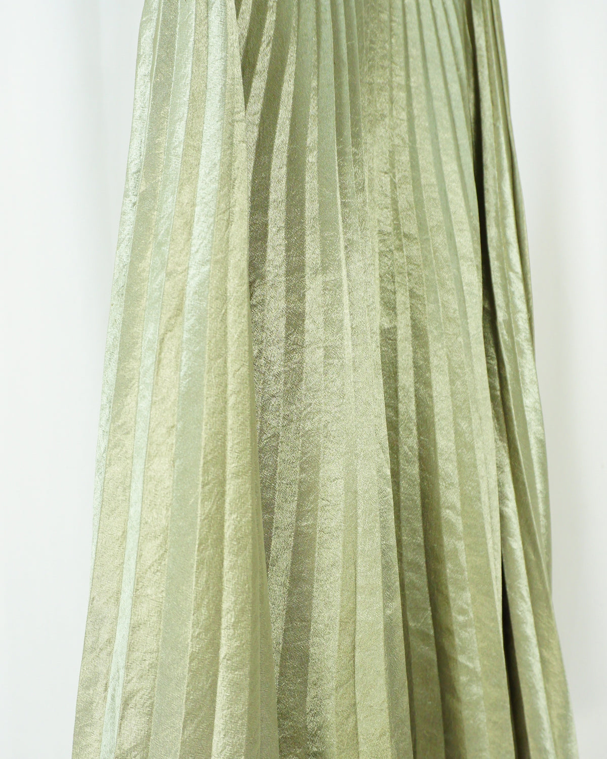 Green Pleated Midi Skirt