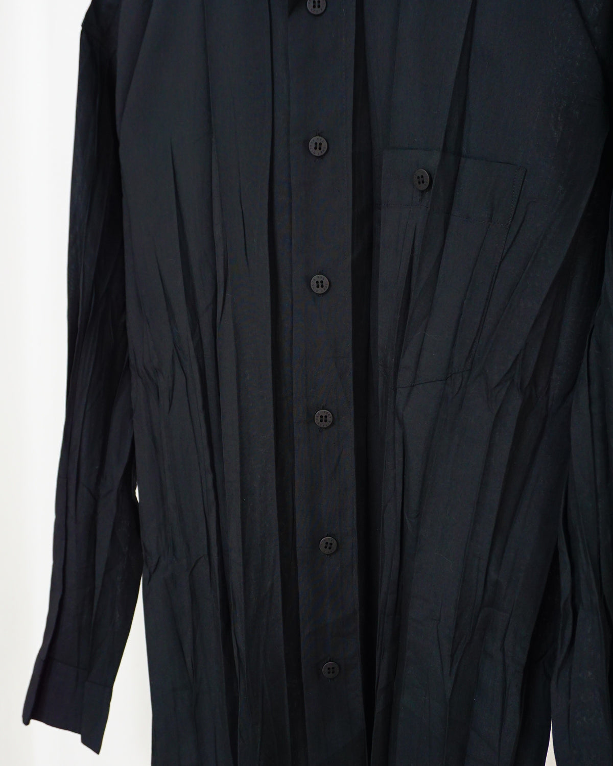 ISSEY MIYAKE MEN Black Wrinkled Shirt c.2018