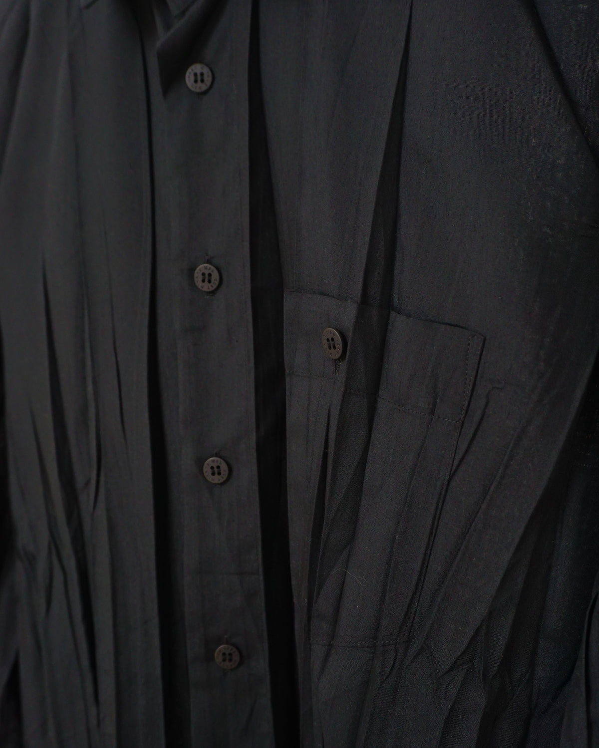 ISSEY MIYAKE MEN Black Wrinkled Shirt c.2018