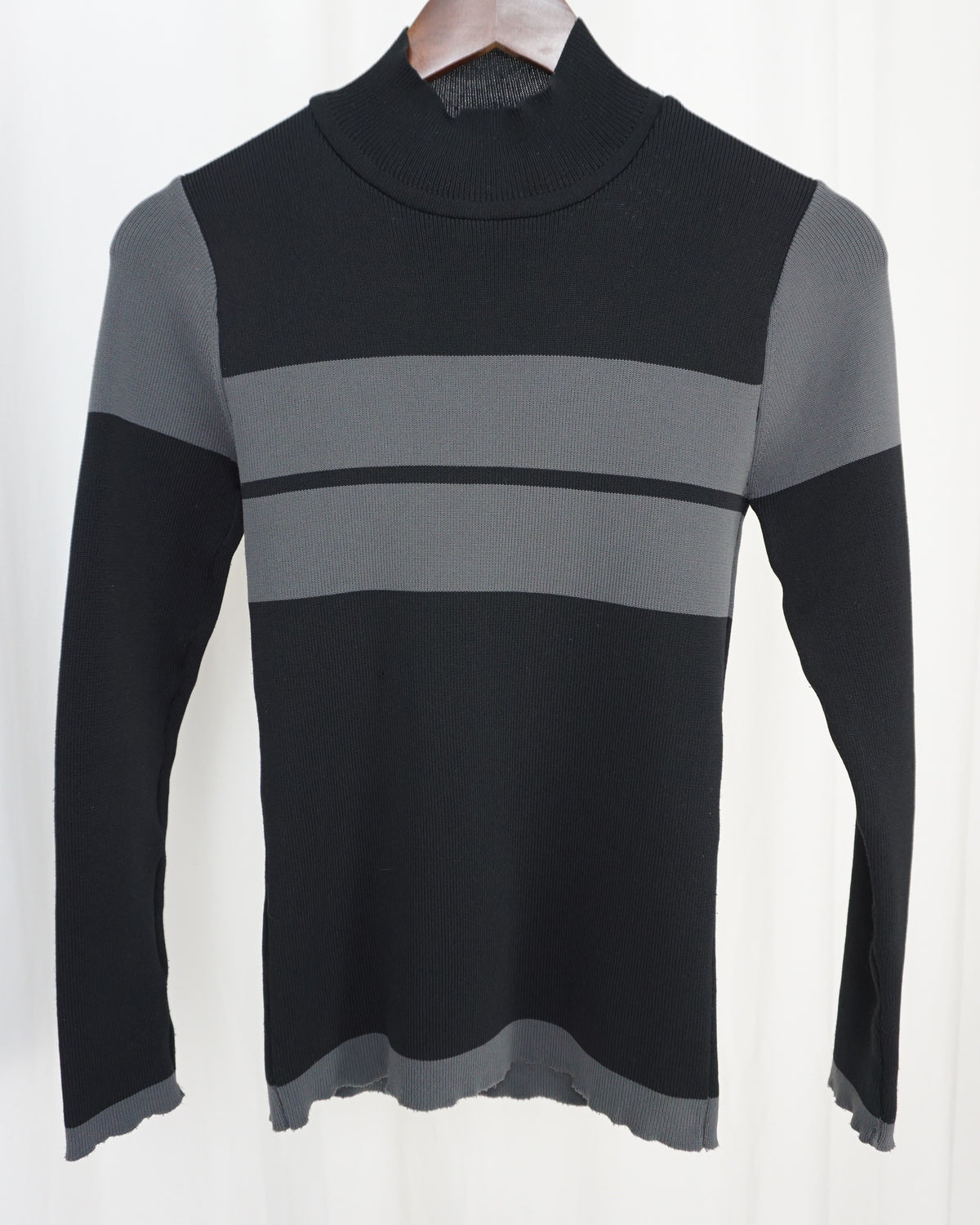 ISSEY MIYAKE Mock Neck Border Knit c.Late 90s