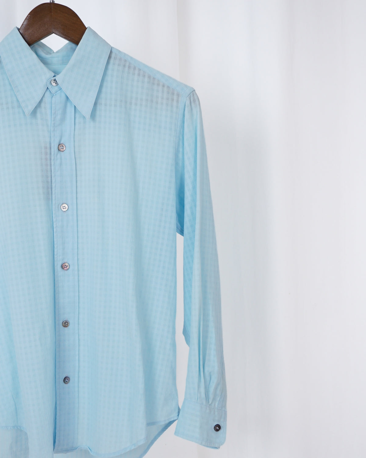 IM PRODUCT Light Blue Sheer Check Shirt - alternate view