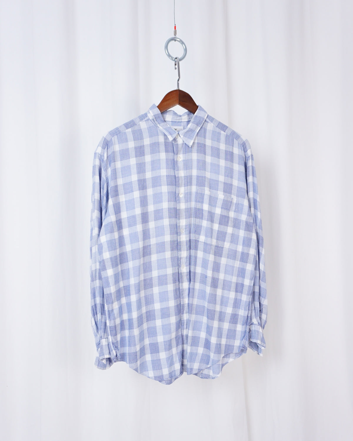 MIYAKE DESIGN STUDIO Blue Check Long Sleeve Shirt