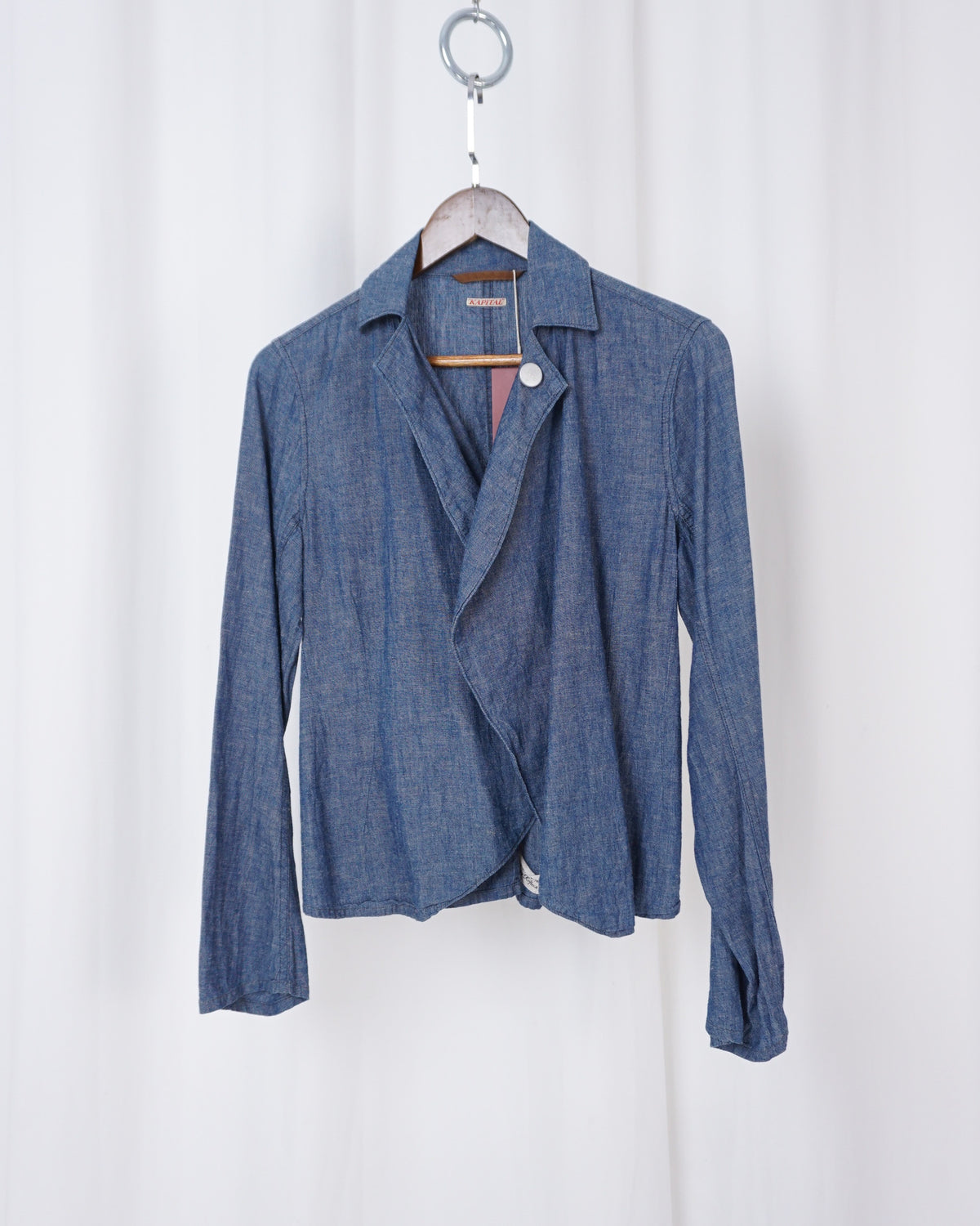 KAPITAL Linen Blend Chambray Draped Jacket
