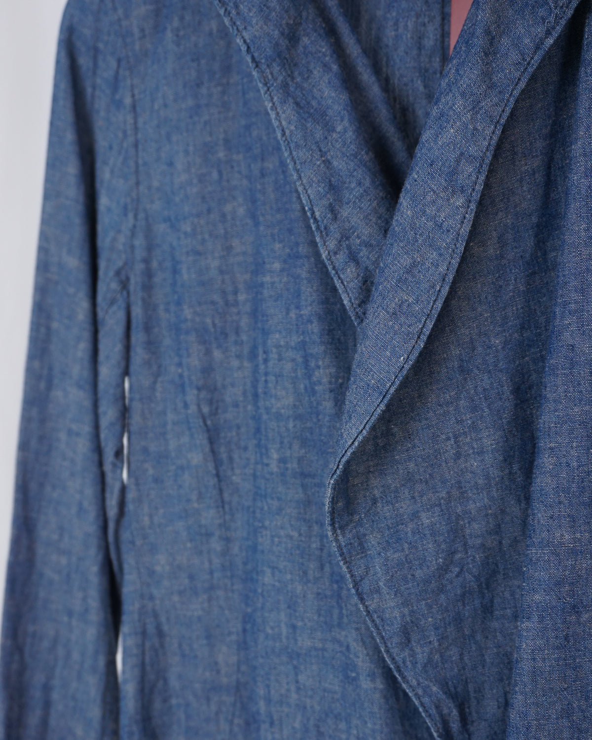 KAPITAL Linen Blend Chambray Draped Jacket - alternate view