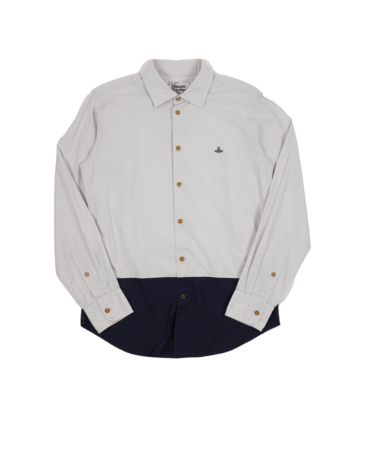 (M) VIVIENNE WESTWOOD MAN Light Grey/Navy Long Sleeve Button Up