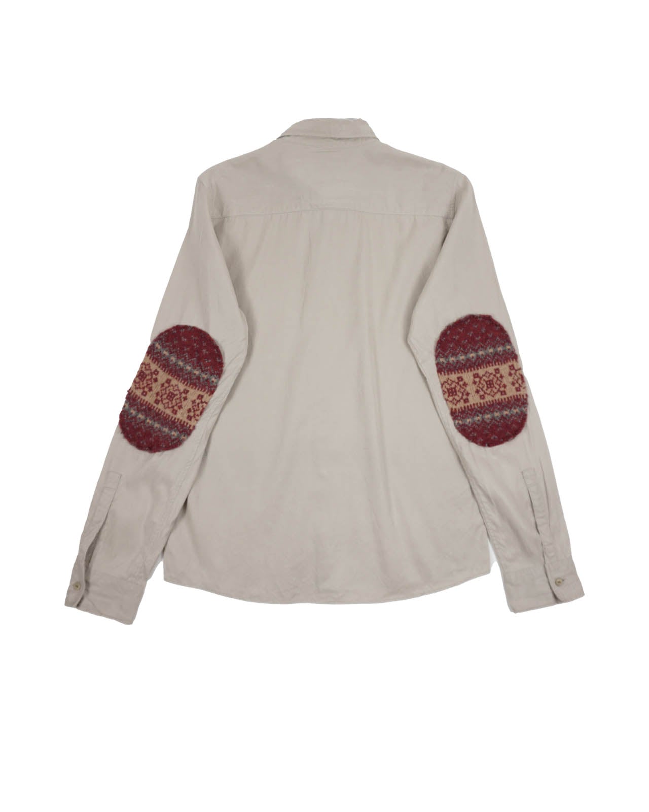 (M) SHAREEF 2007 Beige Button-Up Shirt w/ Knit Elbow Patches
